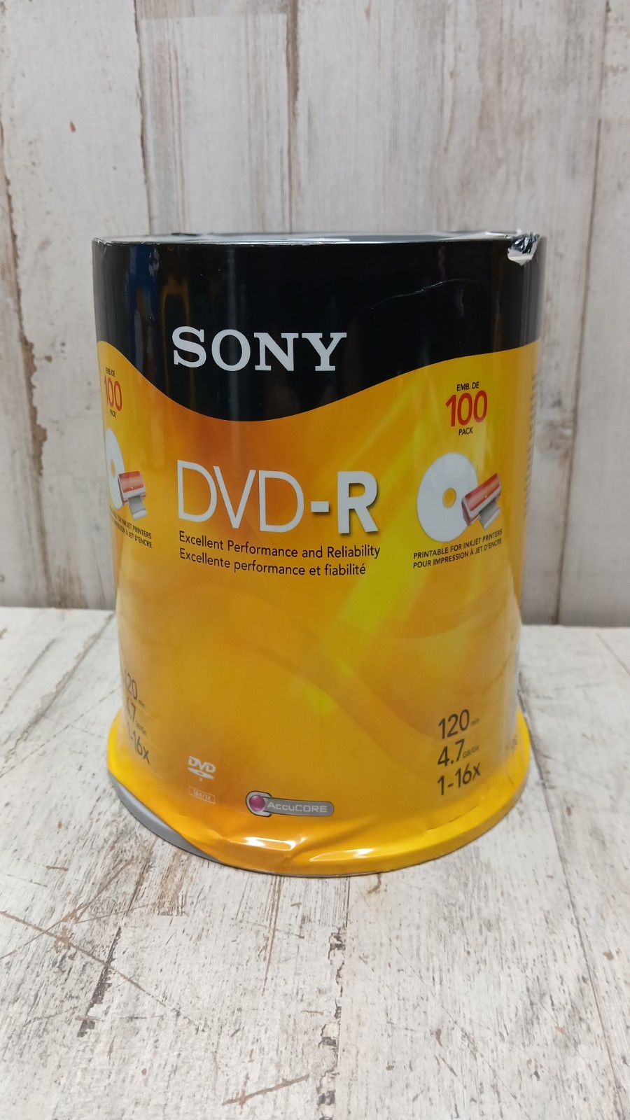 SONY DVD-R 100 Pack 120 Minutes 4.7 GB Blank Media Disc Sealed New