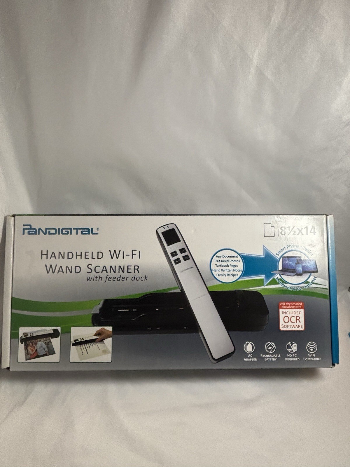 Pandigital Hand Held Wand Scanner With Feeder Dock Purple SD Card Missing