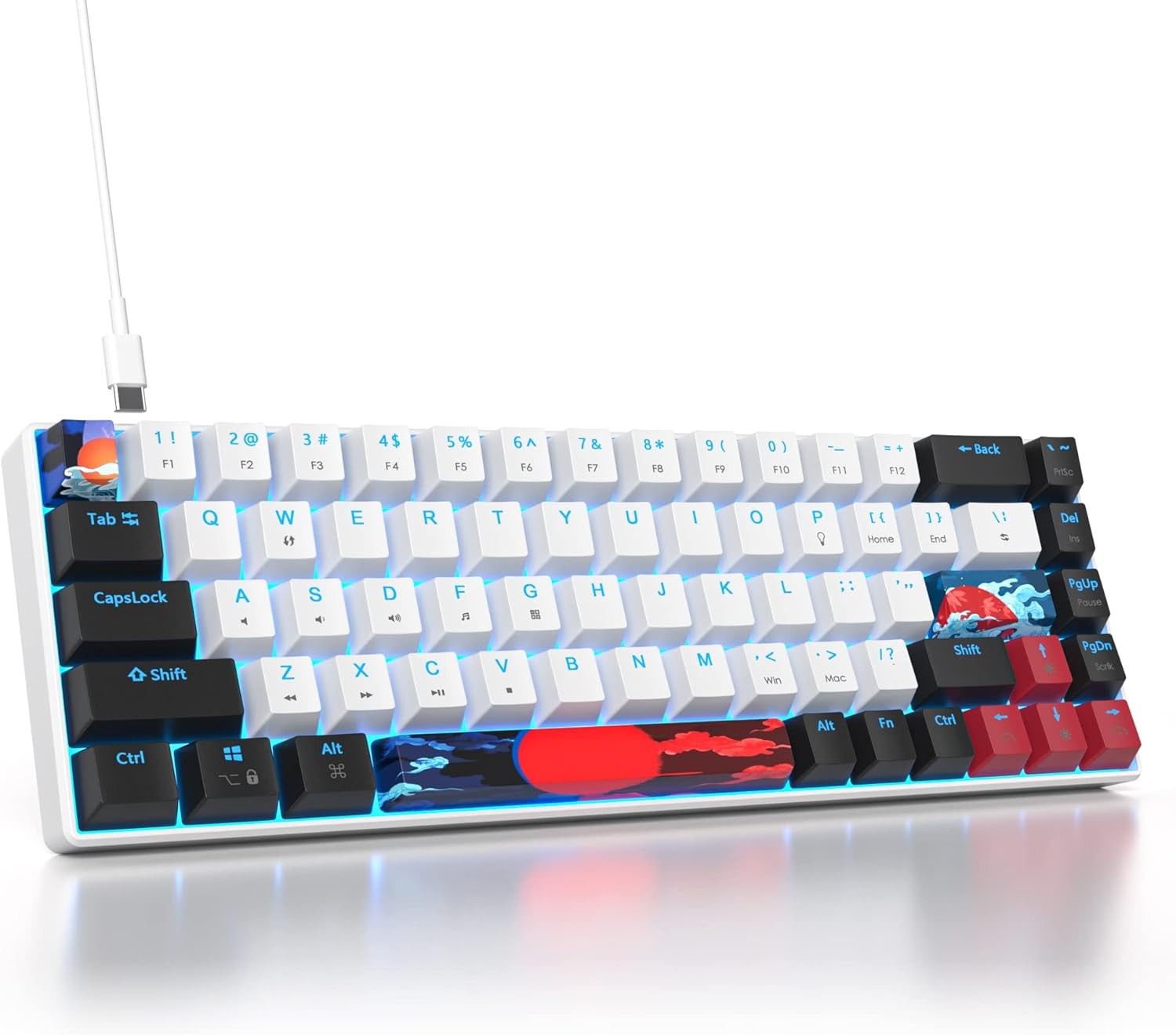 Teclado Mecanico 60 Percent Keyboard Mechanical with Backlit Keycaps Mac/Windows