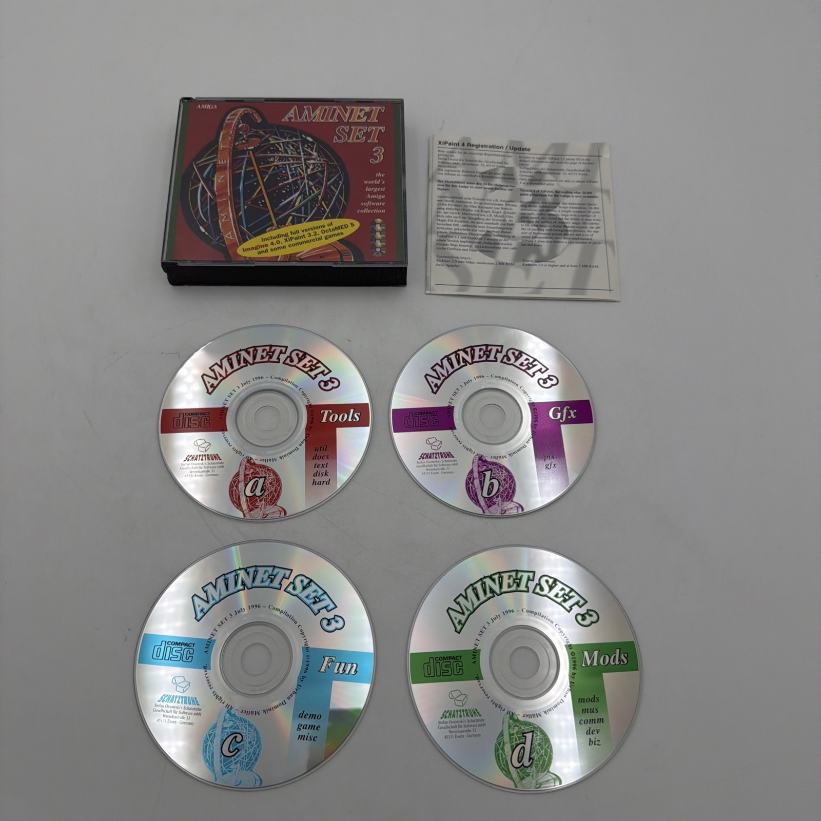 Aminet Set 3 Commodore Amiga 4 CD-ROM Set Imagine OctaMED XiPaint Tested