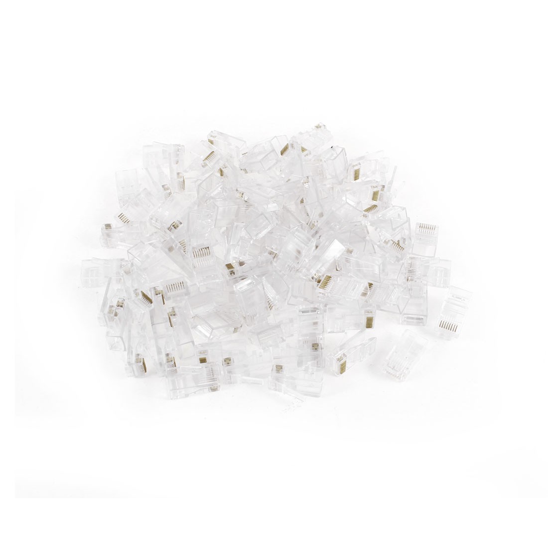 Clear Plastic Shell RJ45 Cat5 8P8C Male Network Connectors Couplers 100 Pcs