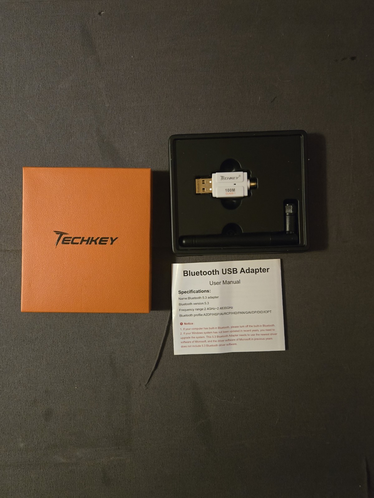Techkey BT833 Black USB Long Range 5.3 Bluetooth Adapter