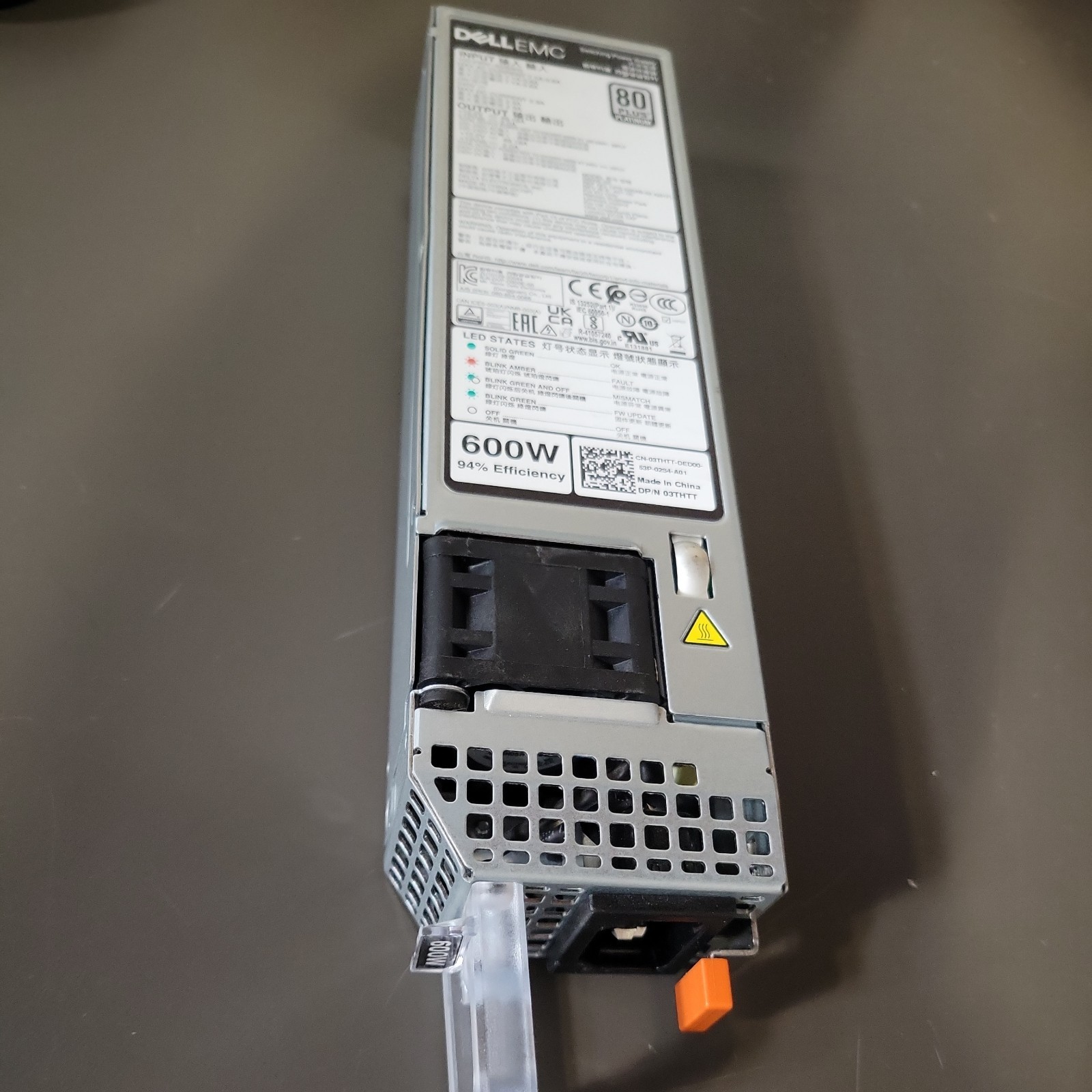 DELL POWEREDGE R450 G15 600W PLATINUM PLUS 80 POWER SUPPLY 3THTT 03THTT
