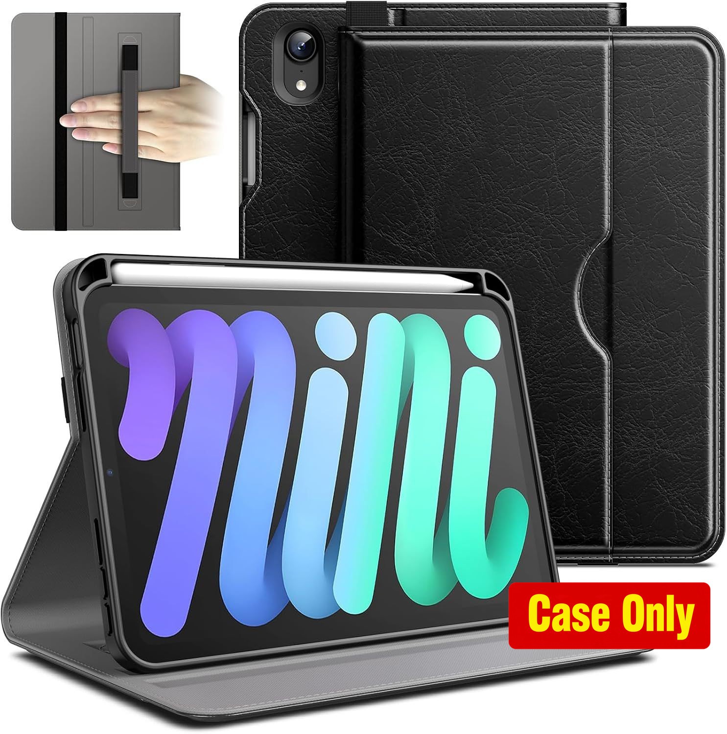 Business Case for iPad mini A17 Pro/6th Gen (2024/2021), Black, Multi-Angle