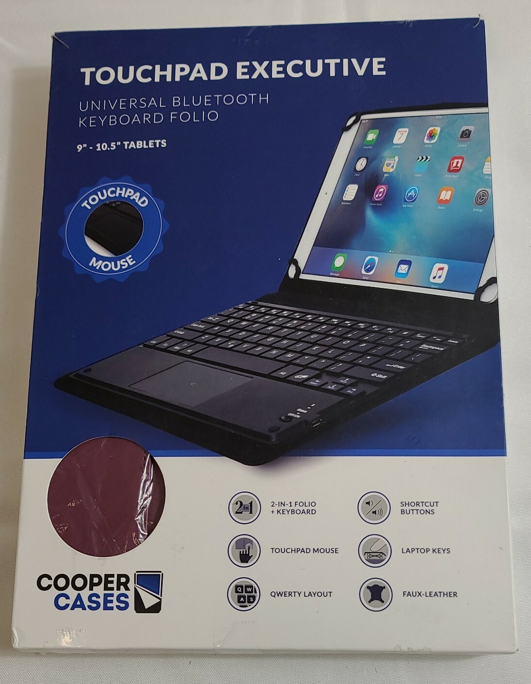 Cooper Touchpad Executive Universal Bluetooth Keyboard Folio 9-10.5" Color-Wine