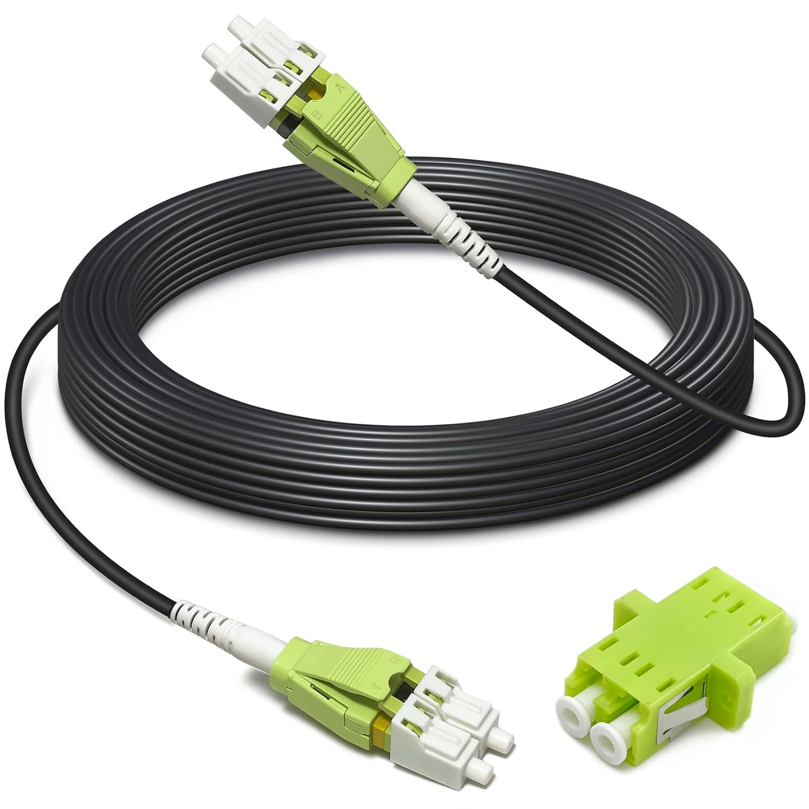 Lc To Lc Multimode Armored Fiber Optic Patch Cable Black Outdoor 15m Om5 50ft