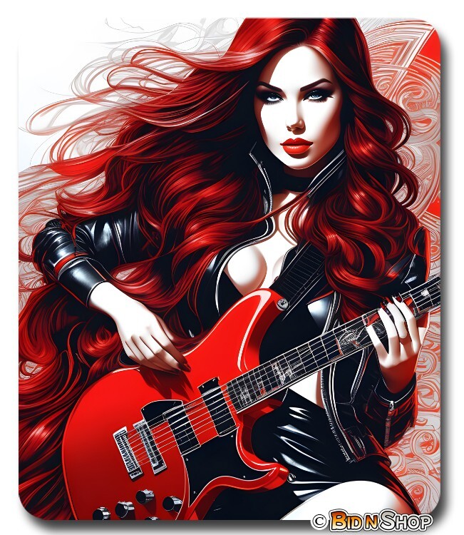 Electric Guitar Rocker Girl Rock Music - Mouse Pad / PC Mousepad - Cool Gift