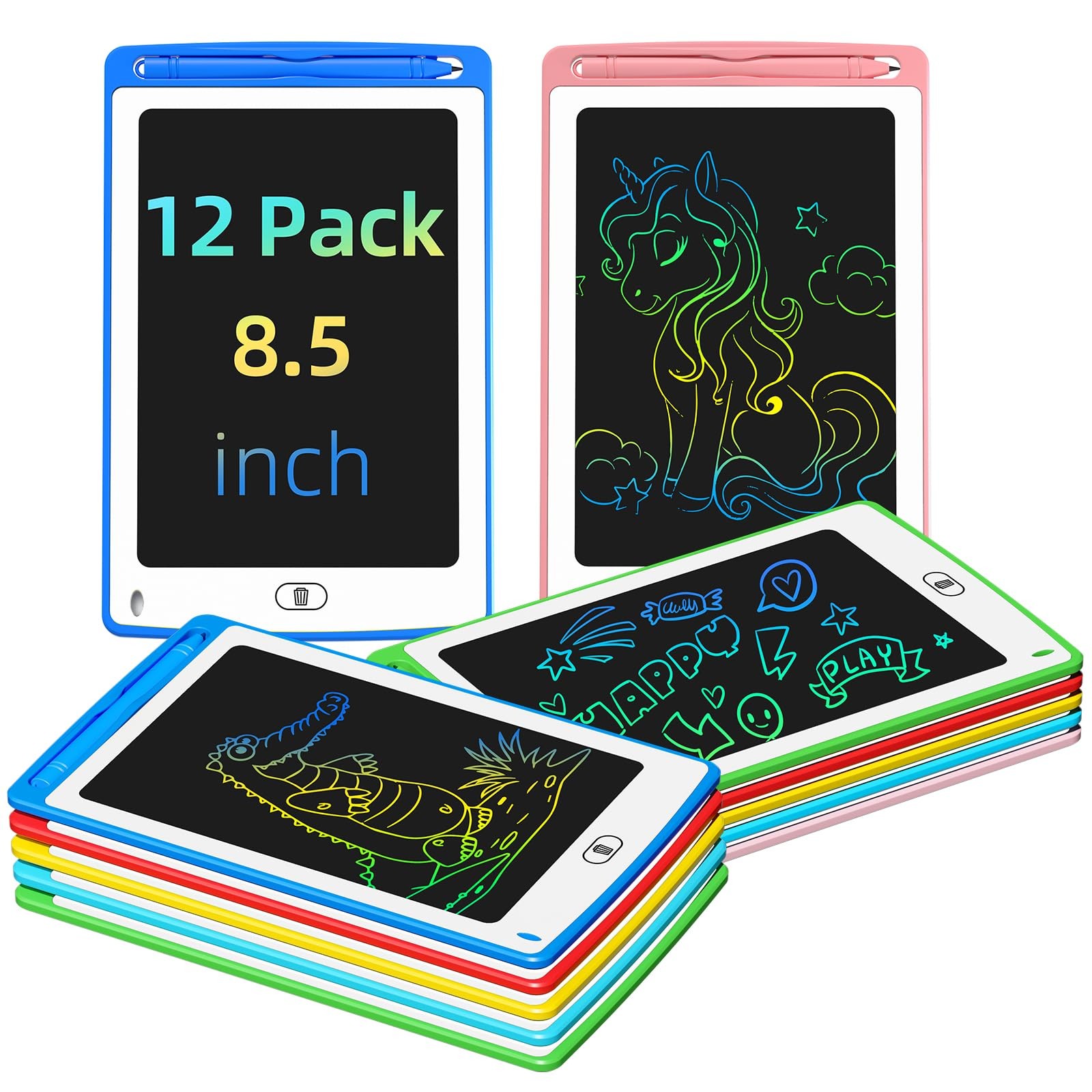 TQU LCD Writing Tablet 12 Pack, 12 Pack Color
