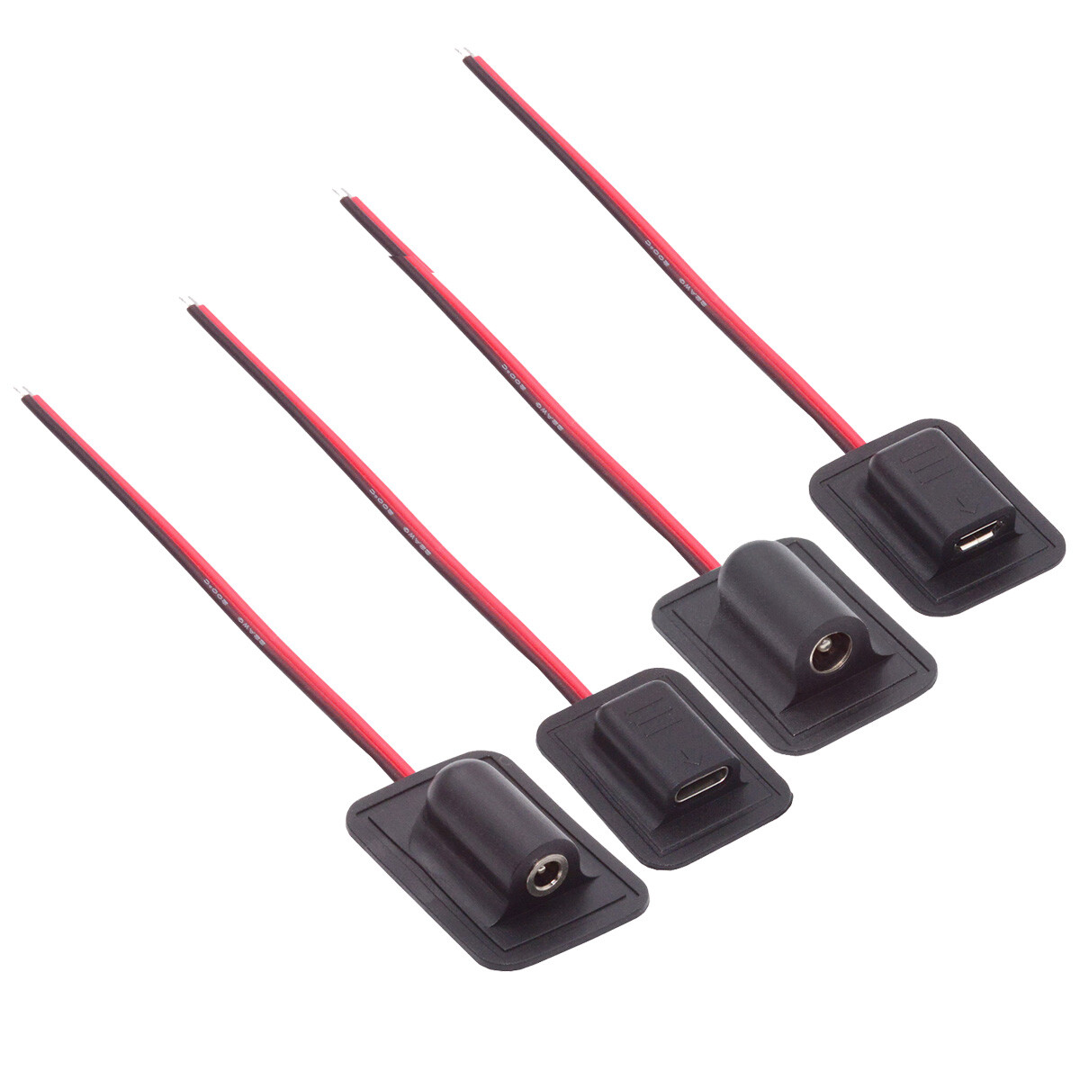 Cablecy 4pcs/lot Type-C Micro-USB DC 5.5x2.1mm 3.5X1.35mm Power Extension Cable