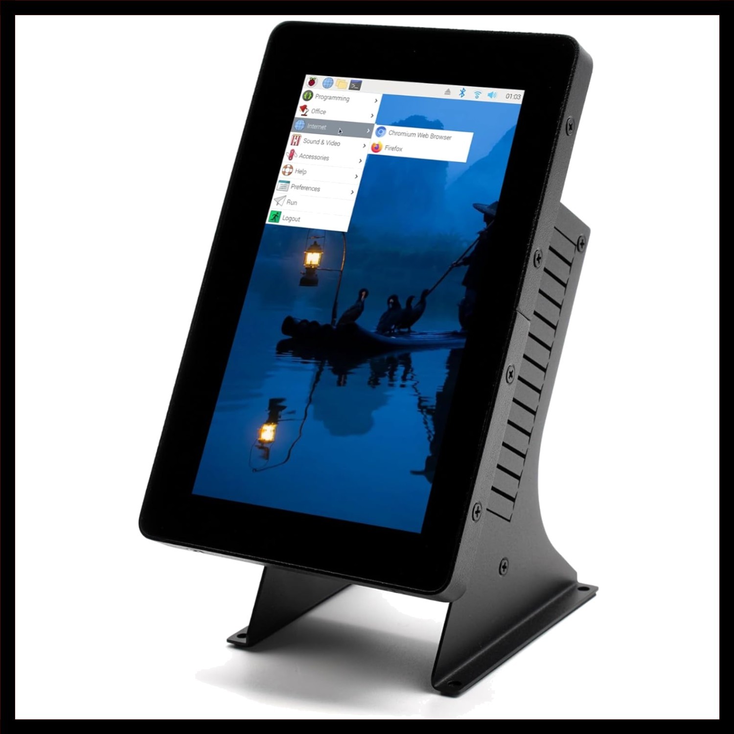 KKSB Case Stand for Raspberry Pi 5 & Official 5” Display 2 – Aluminum & Steel...