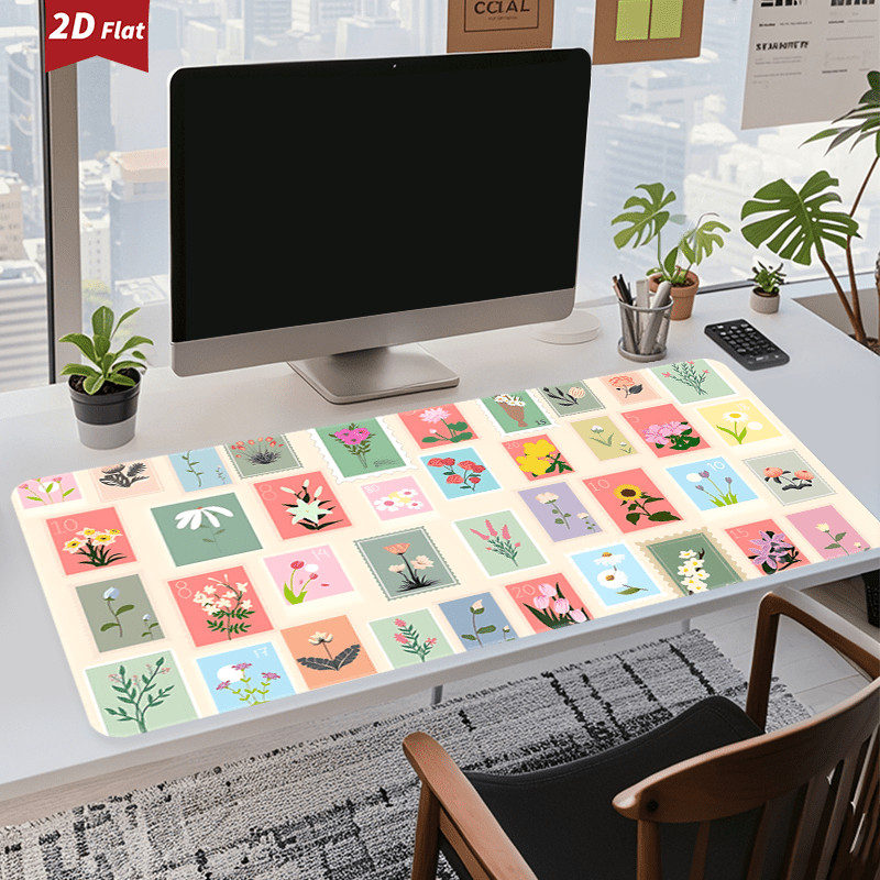 Flower Pattern Gaming Mouse Pads Floral Collection Large Mouse Pad XXL Stamp F