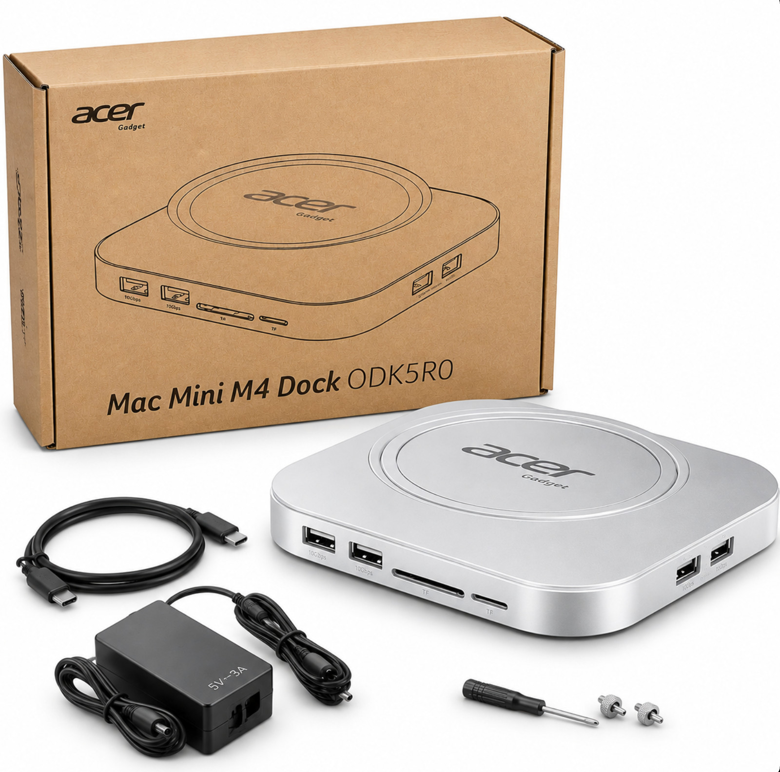 Acer ODK5R0 Mac Mini M4 11-in-1 Dock M.2 SSD 8TB 4K 120Hz USB-C New