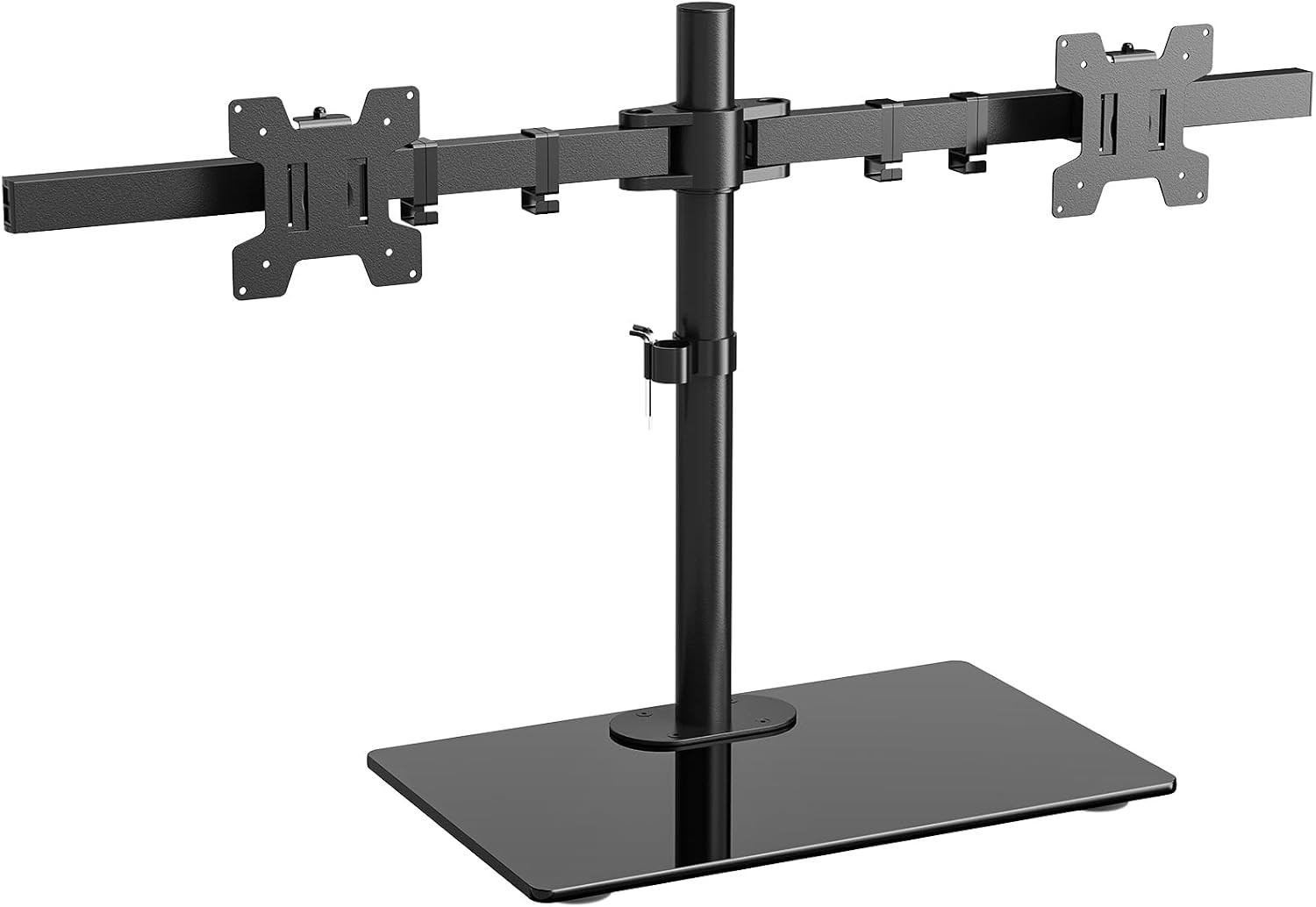 WALI Free Standing Dual Monitor Stand, Height Adjustable Monitor Mount with Glas