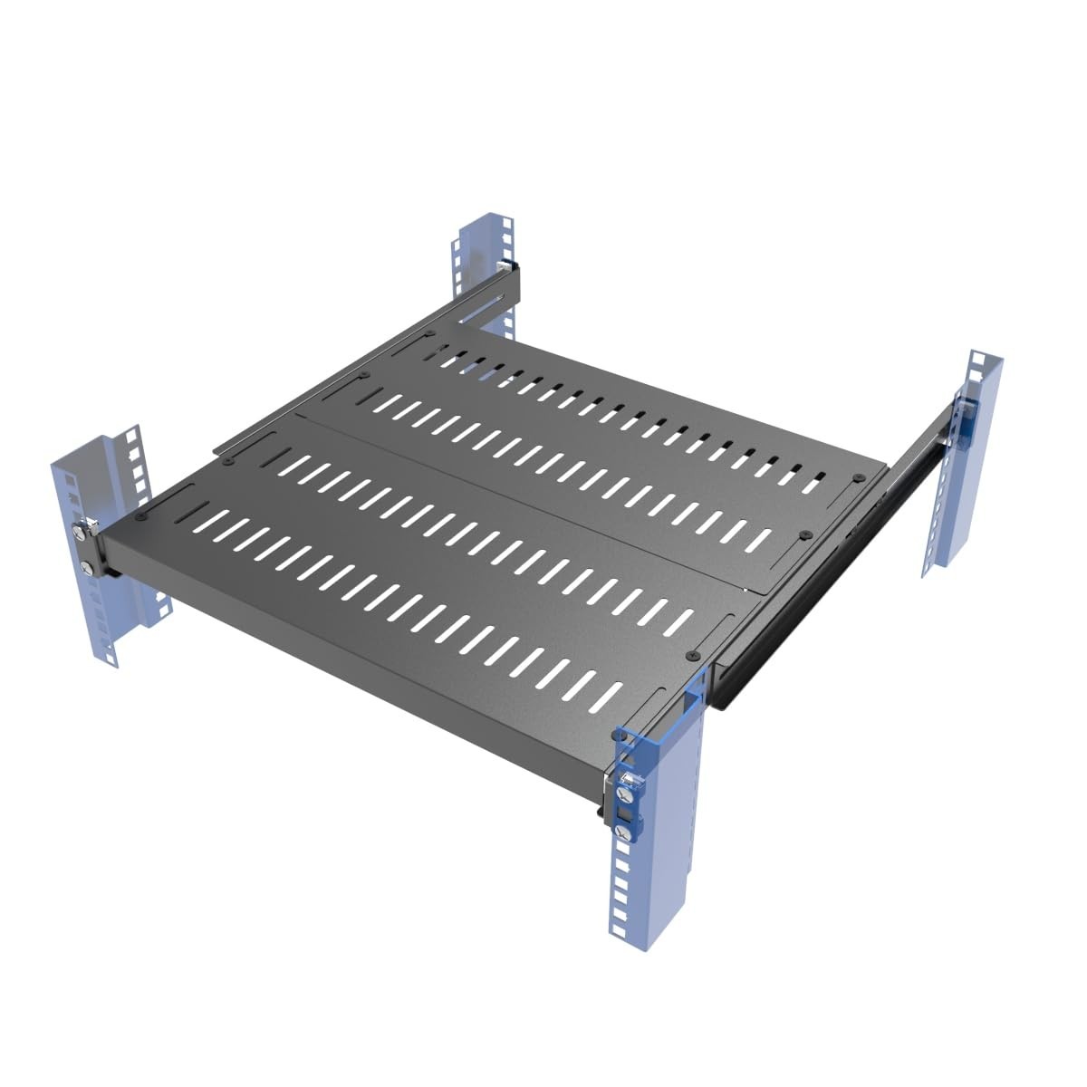 Adjustable 4-Post Server Shelf, Vented Design, Fits 16.5"-29" Depth Racks