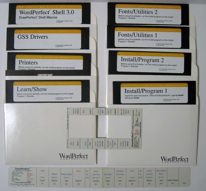 WordPerfect ® DrawPerfect ® DOS For PC On Eight 5.25" Floppy Disks © 1990 - New