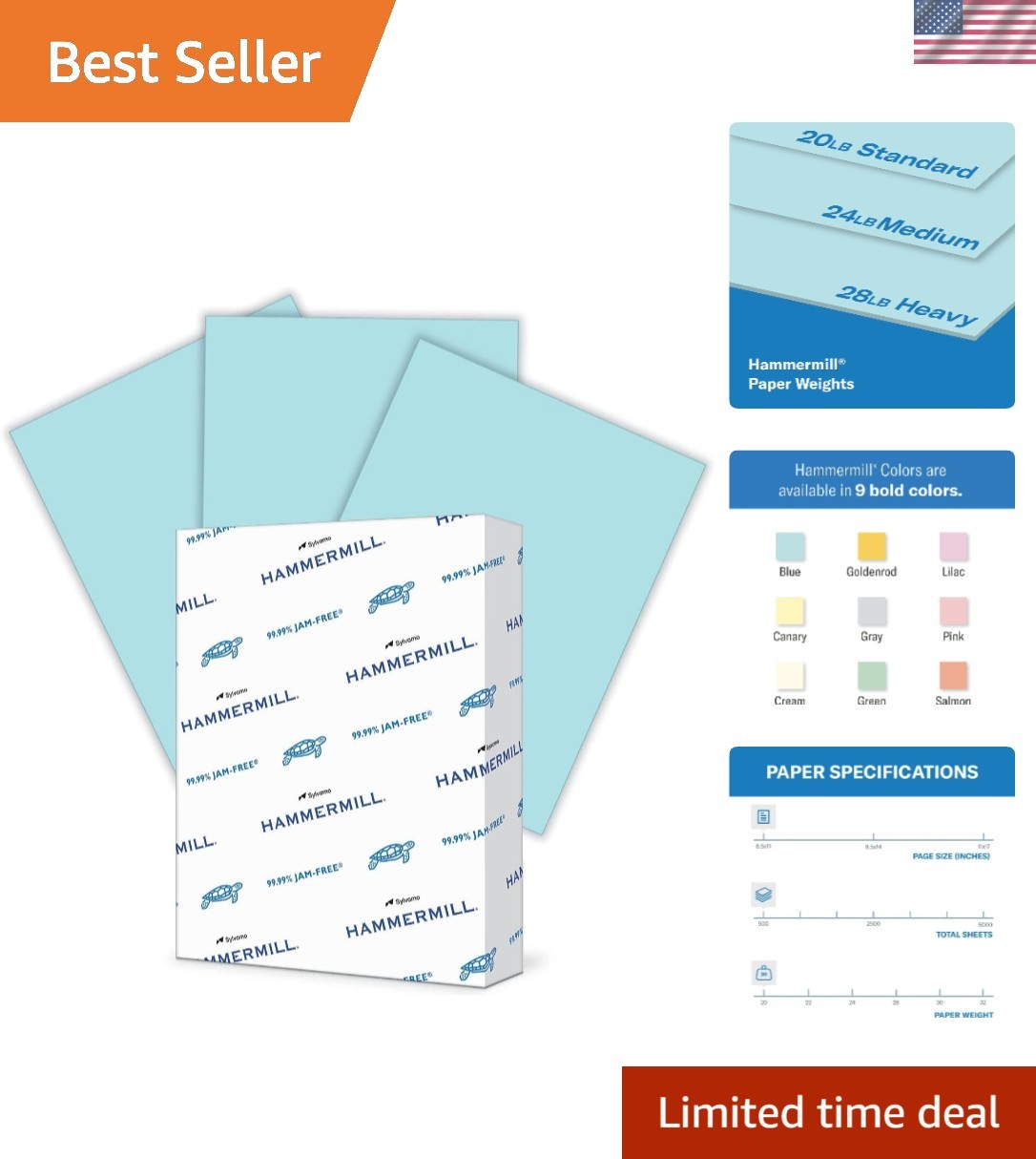 Eco-Conscious 20 lb Blue Copy Paper - 500 Sheets, Perfect for Projects & Reports