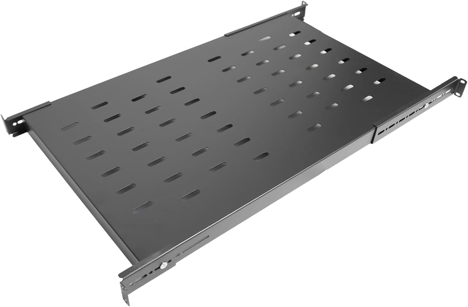 1U Server Rack Shelf 20-38 Inch Depth, Vented Design for 4 Post Computer Racks a