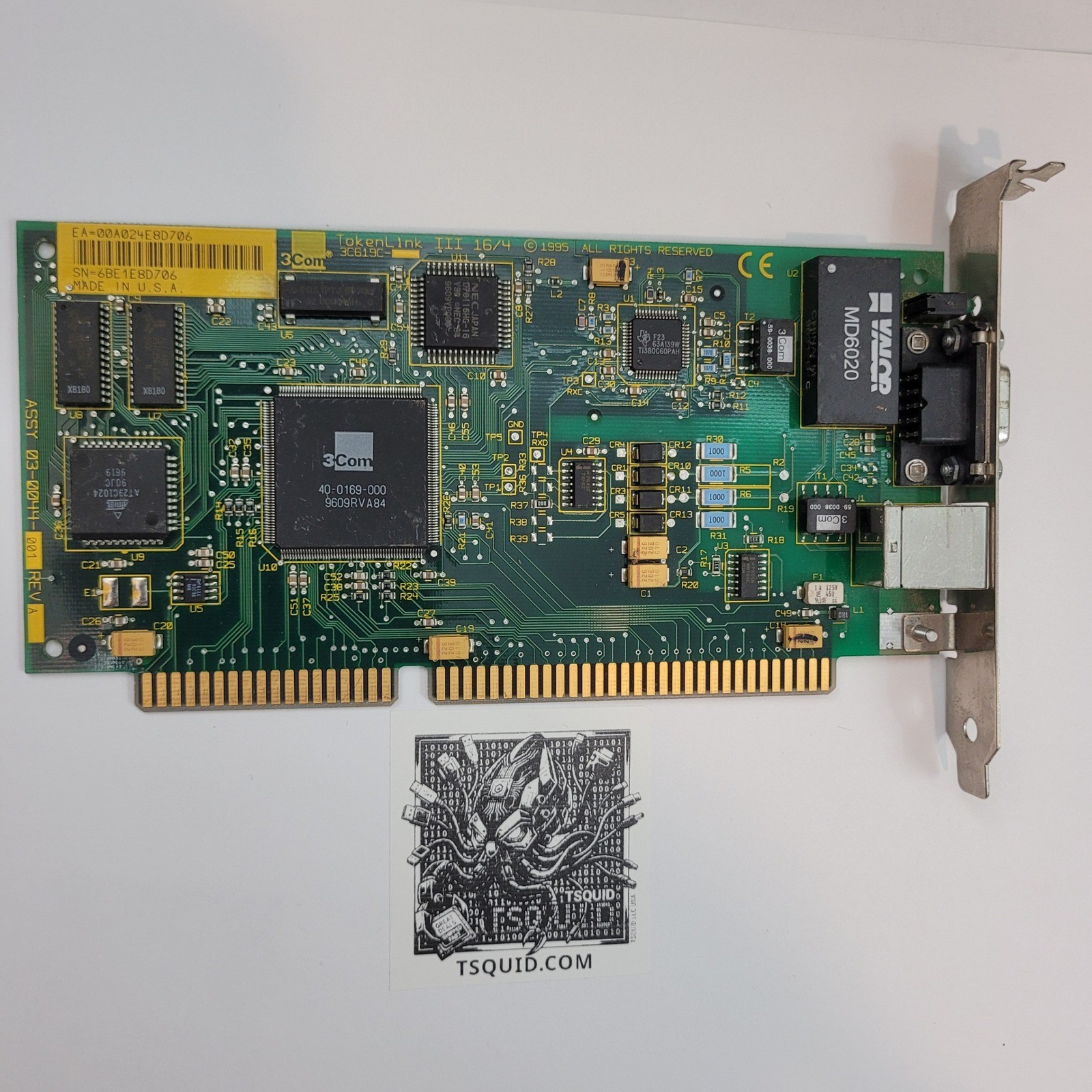 3Com TokenLink III 3C619C 16/4 ISA Token Ring Network Interface Card Vintage
