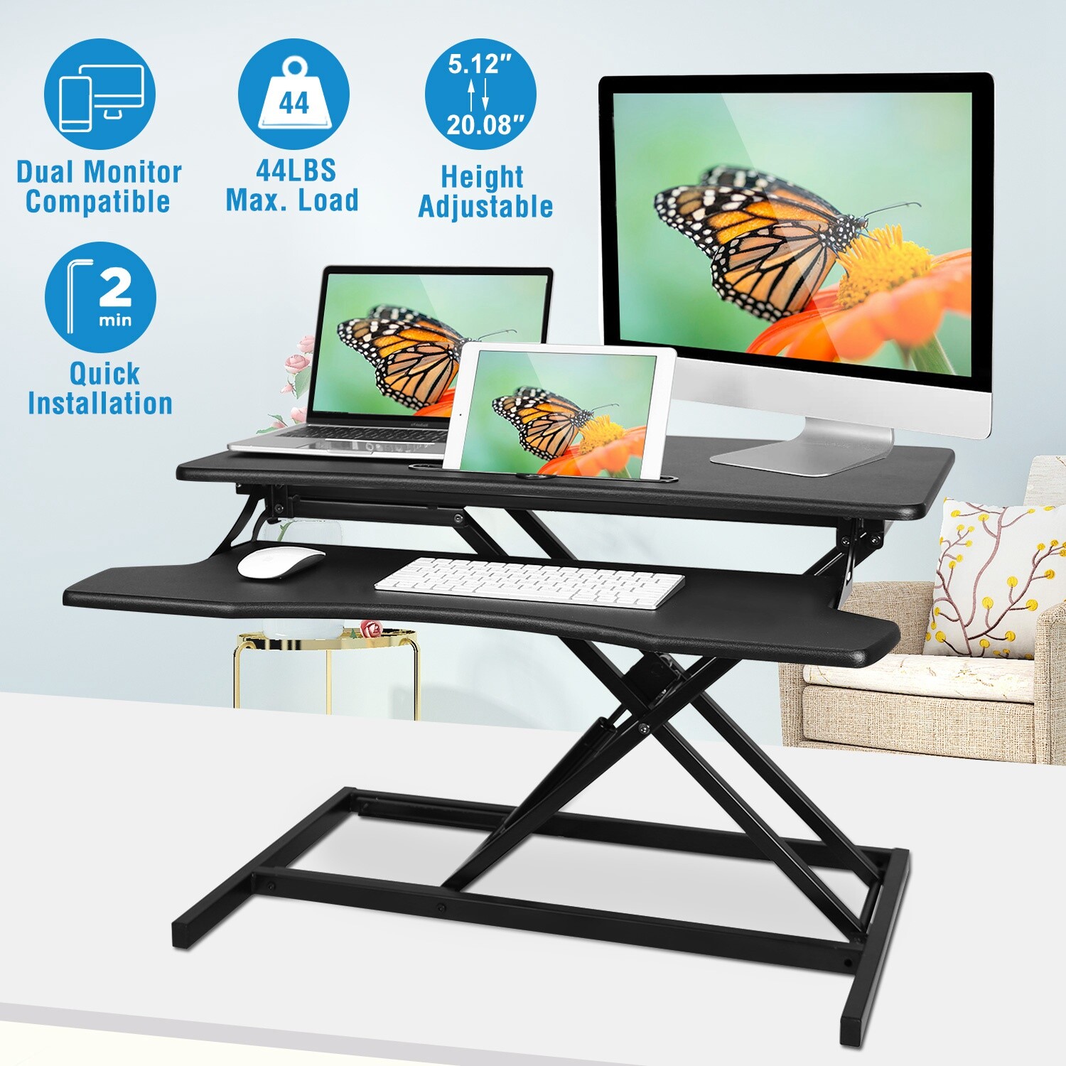 iMounTEK Whole-Piece Electric Height Adjustable Standing Desk Home Office Desk