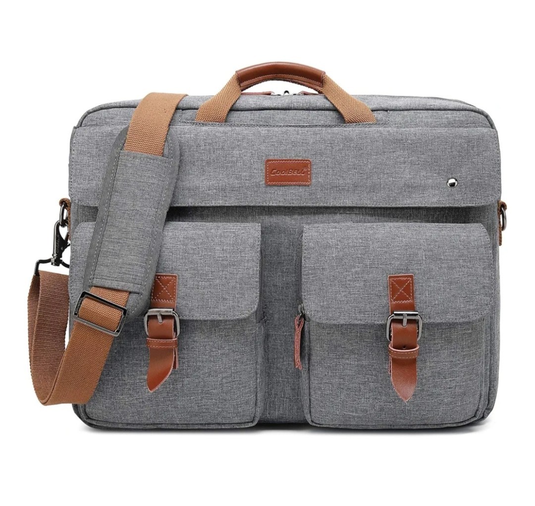 Coolbell Convertible Backpack-Briefcase 17.3" - Canvas Classic Gray Computer Bag