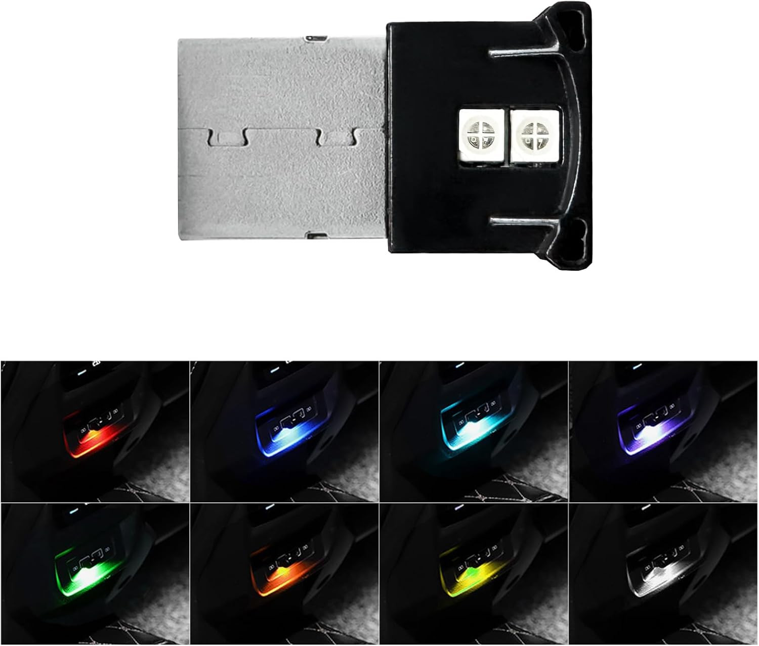 Mini USB LED Light 8 Colors RGB Car USB LED Interior Atmosphere Light Adjustab