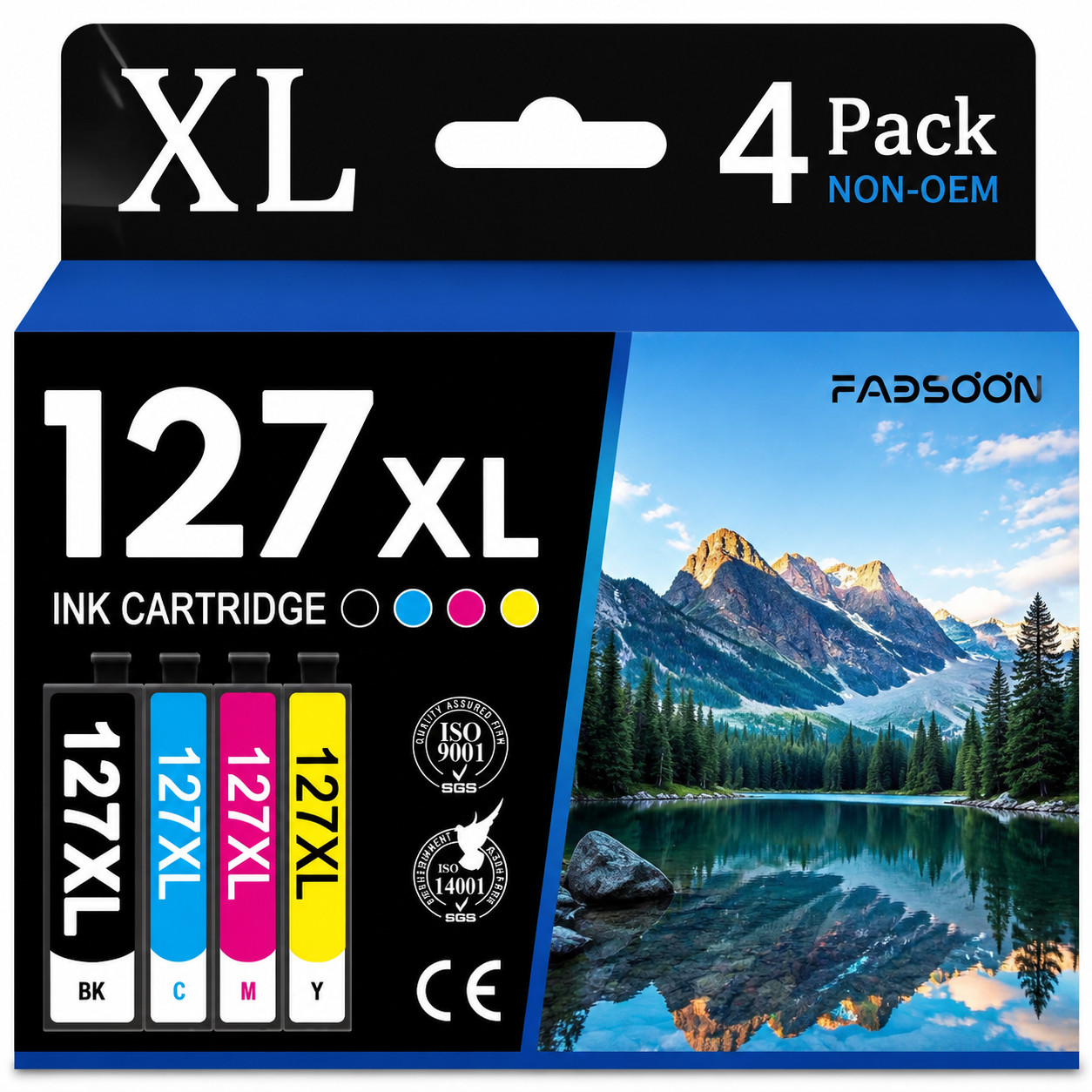 127XL 4PK BK/C/M/Y High Yield Ink WorkForce 60 545 645 WF-3520 WF-3540 WF-7010