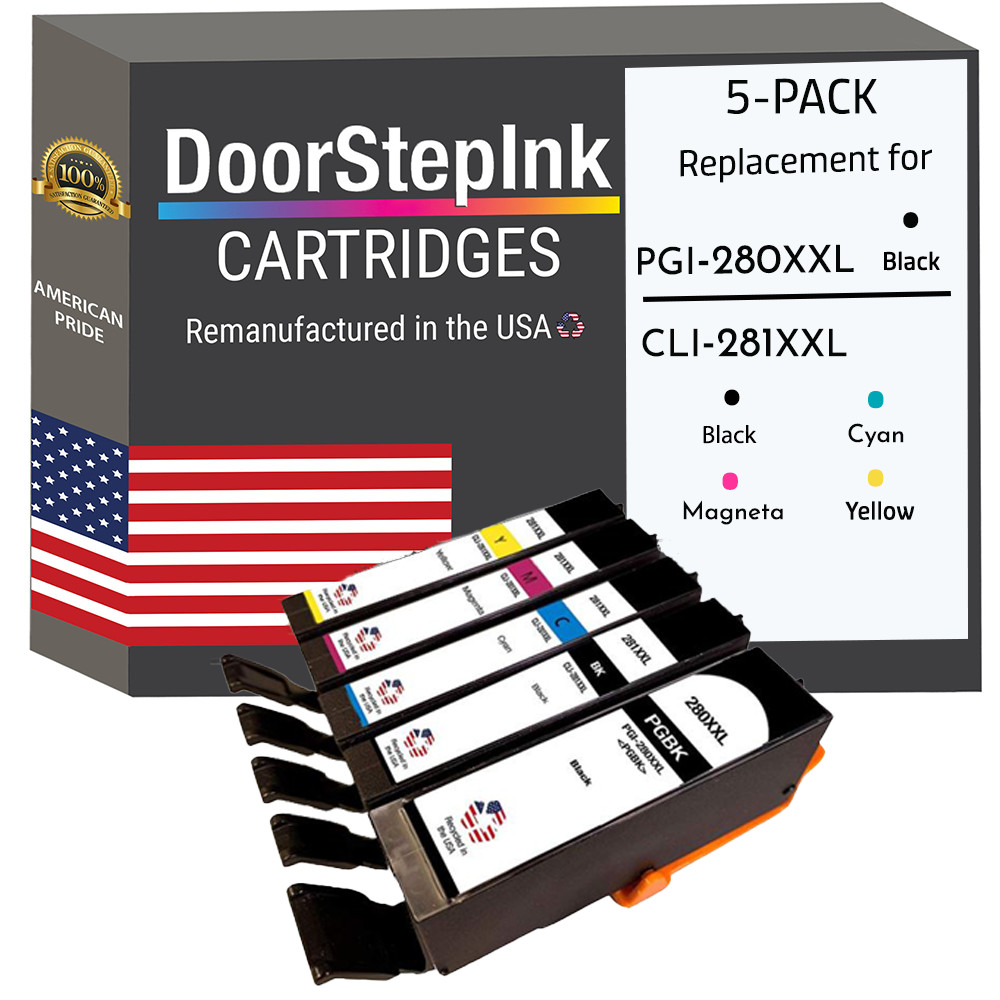 DoorStepInk Ink Cartridges for Canon PGI-280XXL Black and Color (5Pack)-USA