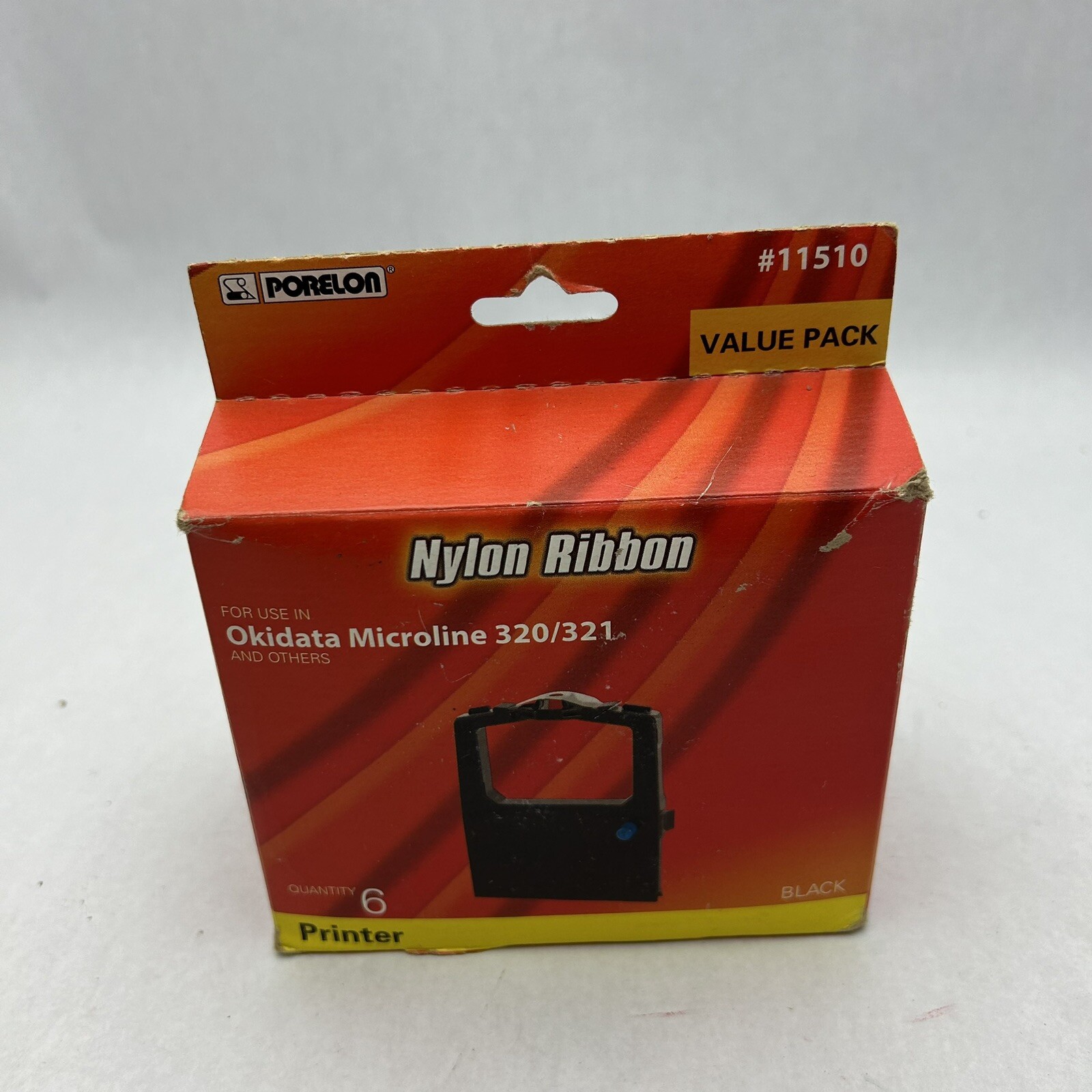 PORELON 11510 Nylon Ribbon 6 Pack 11510 Black Printer Ribbon Non-OEM Compatible