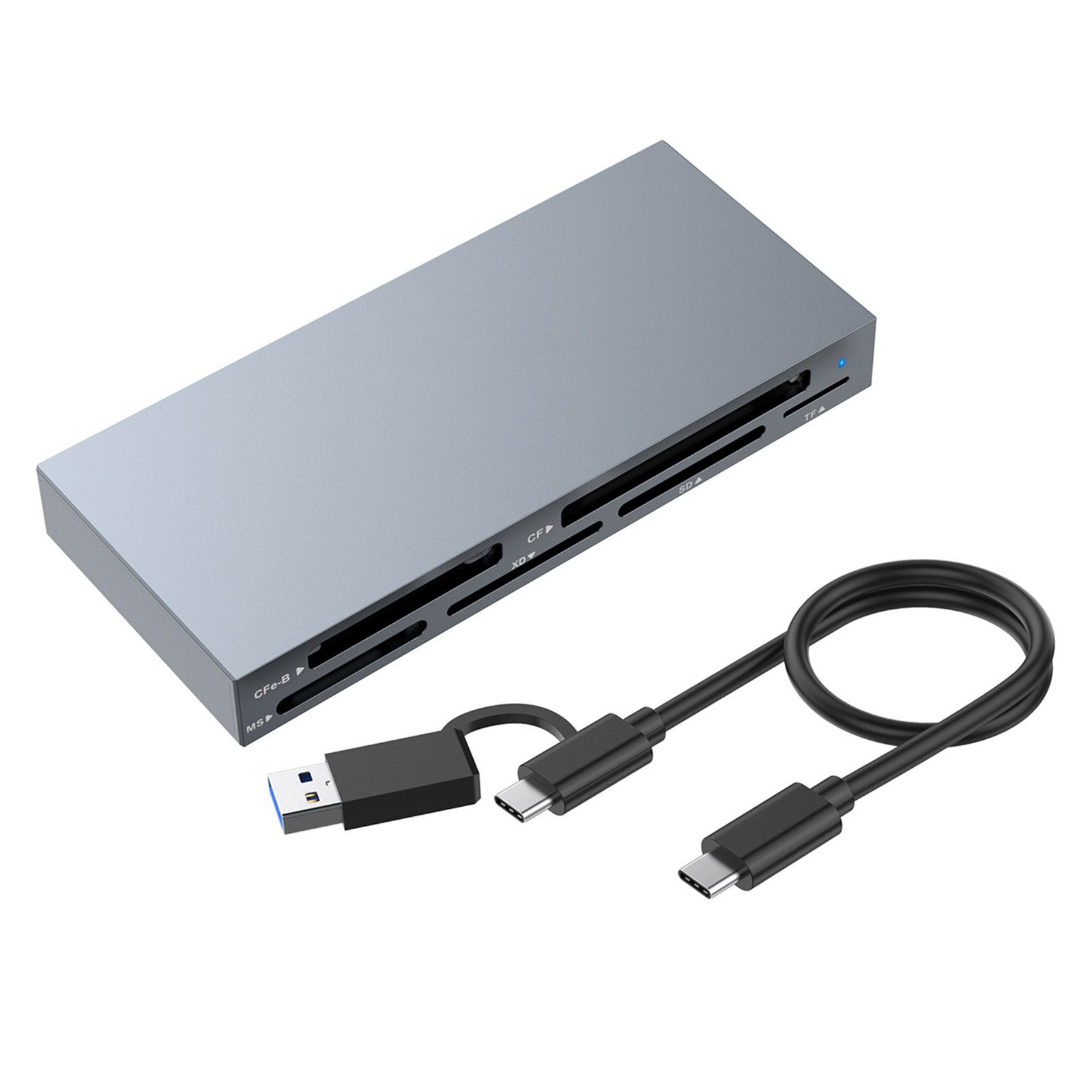 Multi Card Reader USB3.2 Gen2 10Gbps CFexpress Type B/CF/MS/XD/SD/TF Card Reader