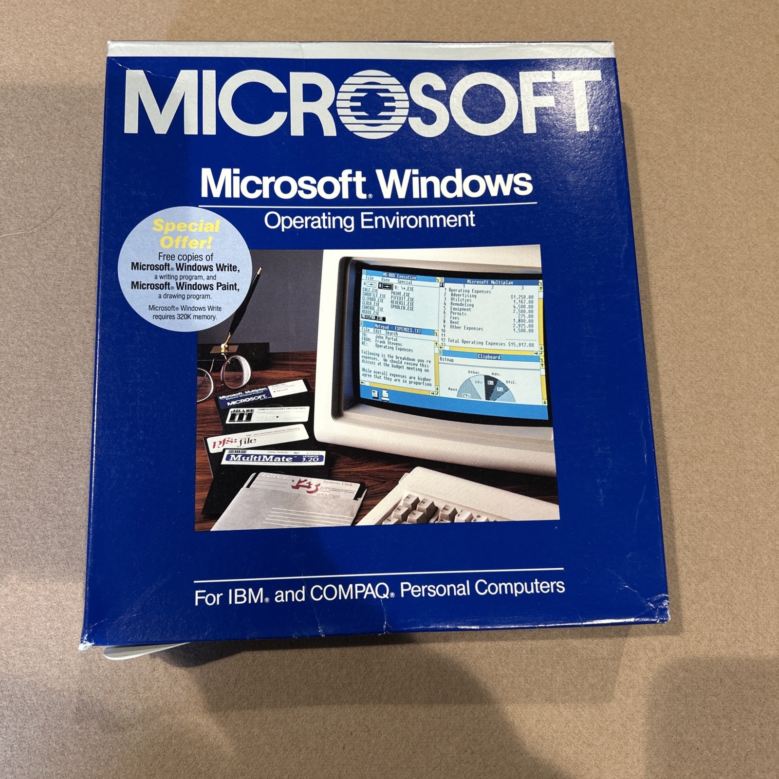 RARE Microsoft Windows Version 1.0 Operating Environment Box (1985)