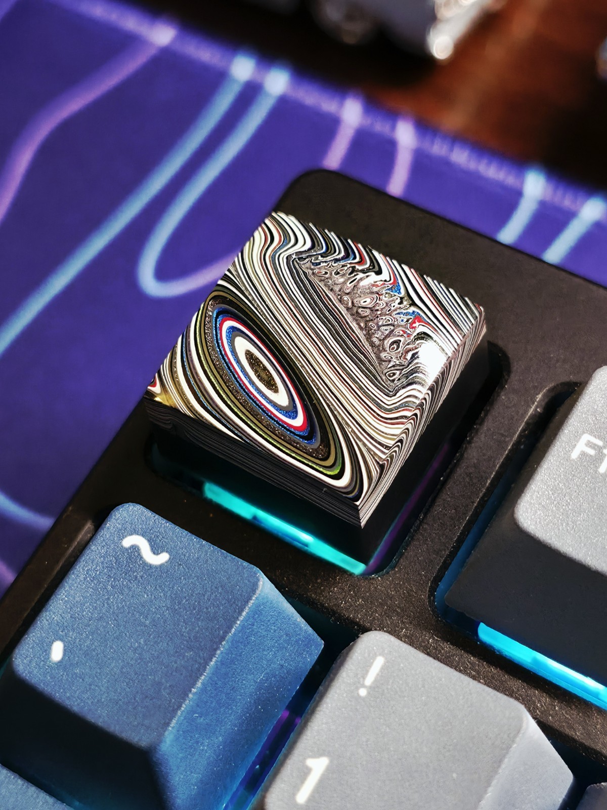 BEAUTIFUL Custom Genuine FORDITE Artisan Keycap Detroit Agate One of a Kind