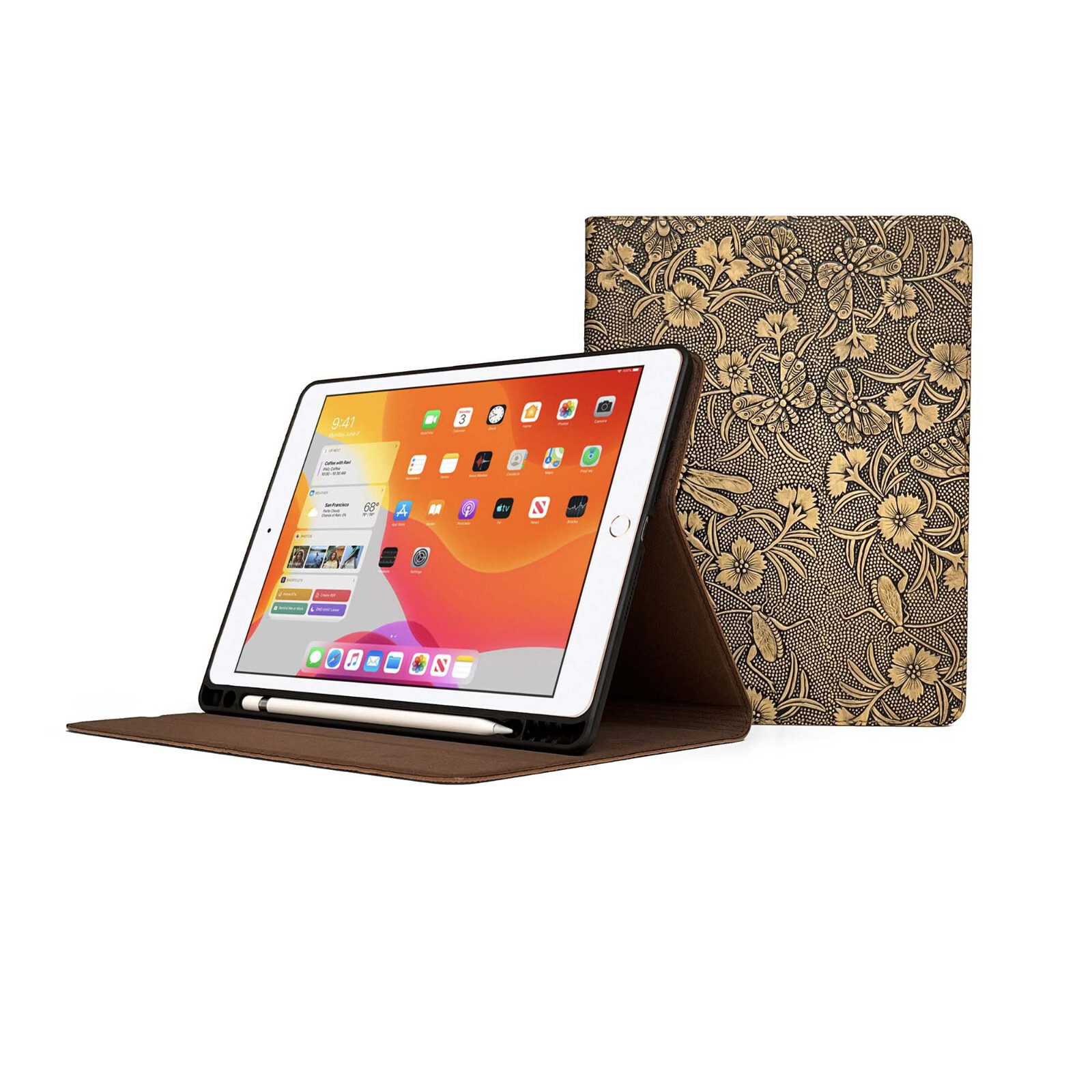 iPad 10.2" 7th Gen Cowhide Leather Case - 2020 - With Pencil Holder - Sleep/Wake