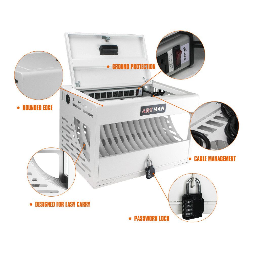 16 Bay Locking Charging Cabinet for Laptops and Chromebooks 