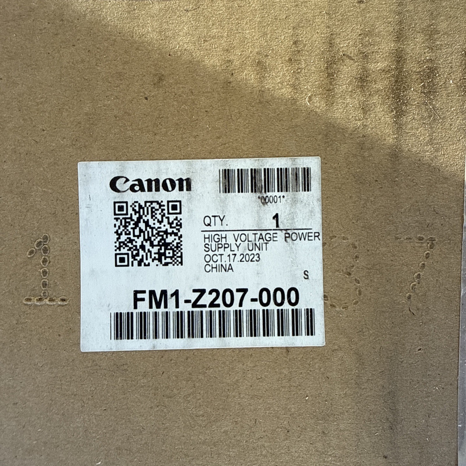 CANON – HIGH VOLTAGE POWER SUPPLY UNIT Part numbers: FM1-Z207-000 (L1)