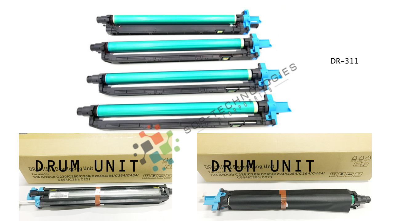4 Pack Replacement DR-311 Drum unit for Bizhub C220, C280, C360 CMYK non-OEM