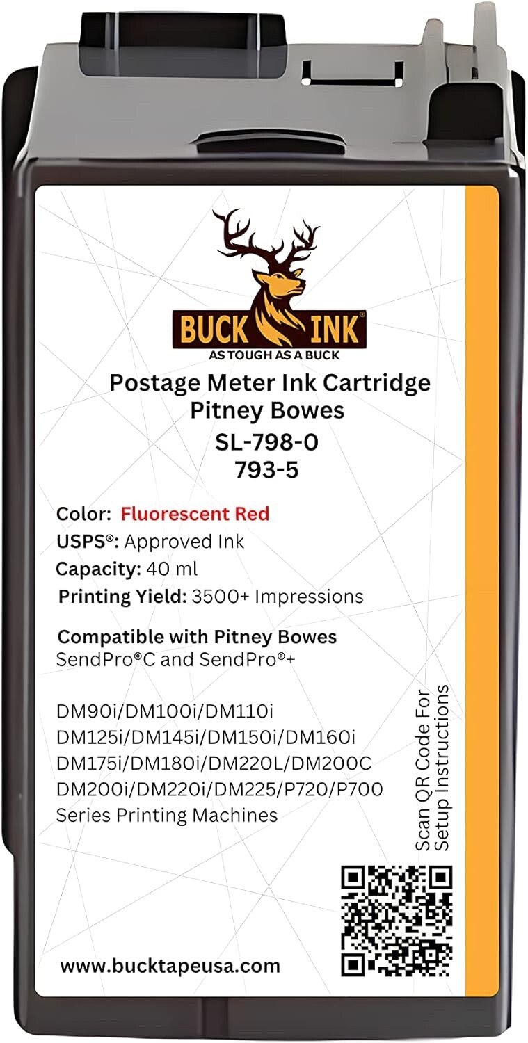 793-5 / SL-798-0 Replacement Fluorescent Red Ink Cartridge (40ml) for SendPro C