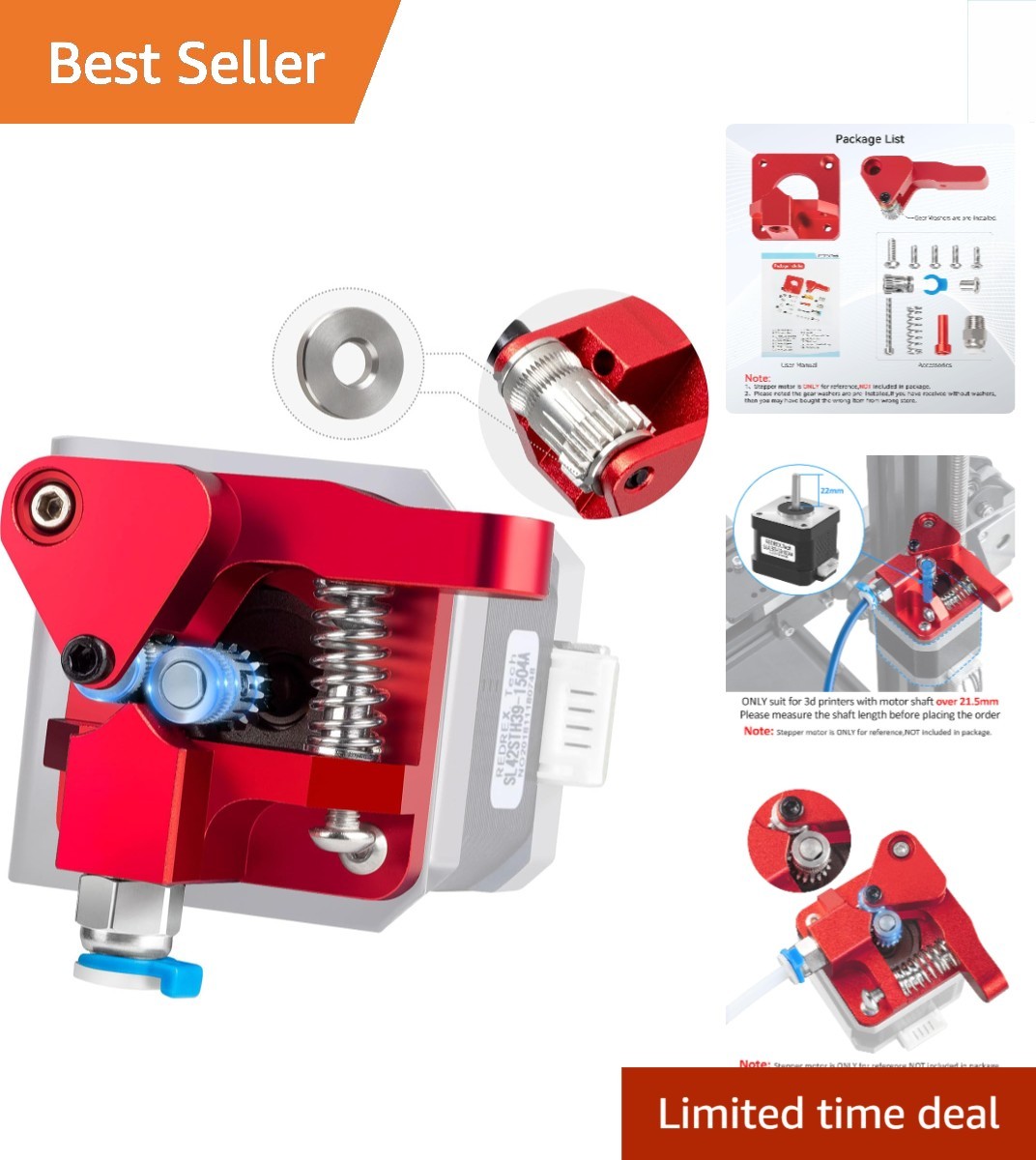 All-Metal Dual Gear Extruder Upgrade For Improved 3D Printing Accuracy & Grip