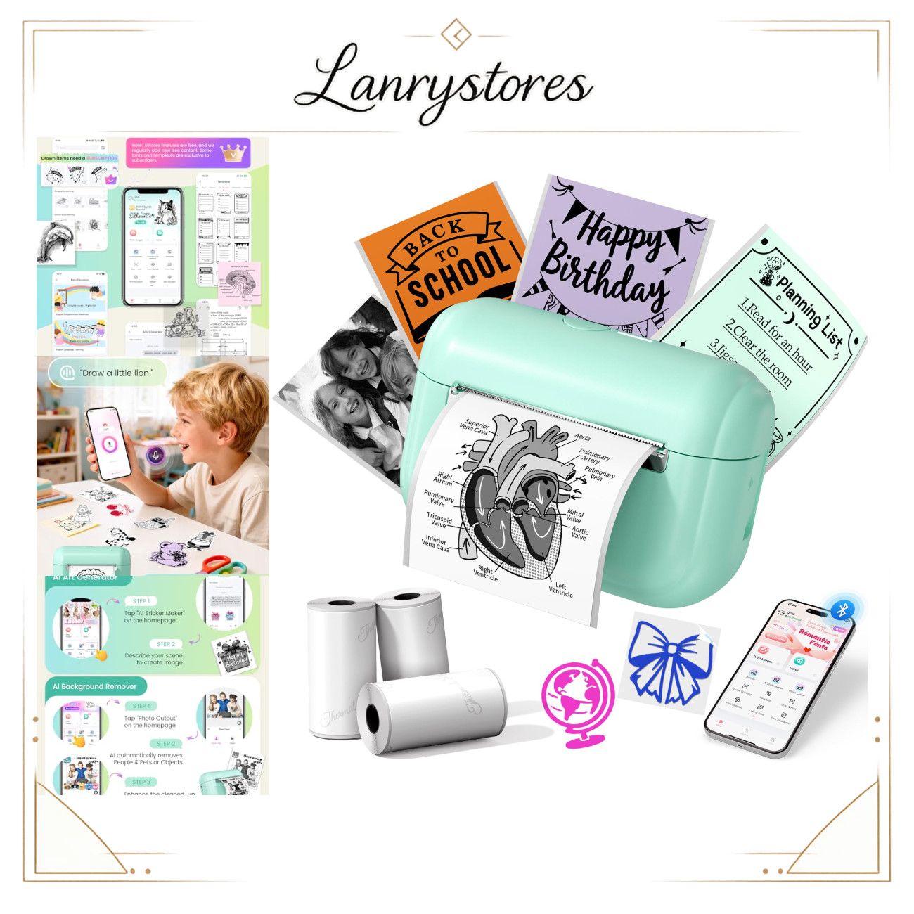 Portable Mini Sticker Printer - Inkless, Smart AI App, Compact & Easy to Use