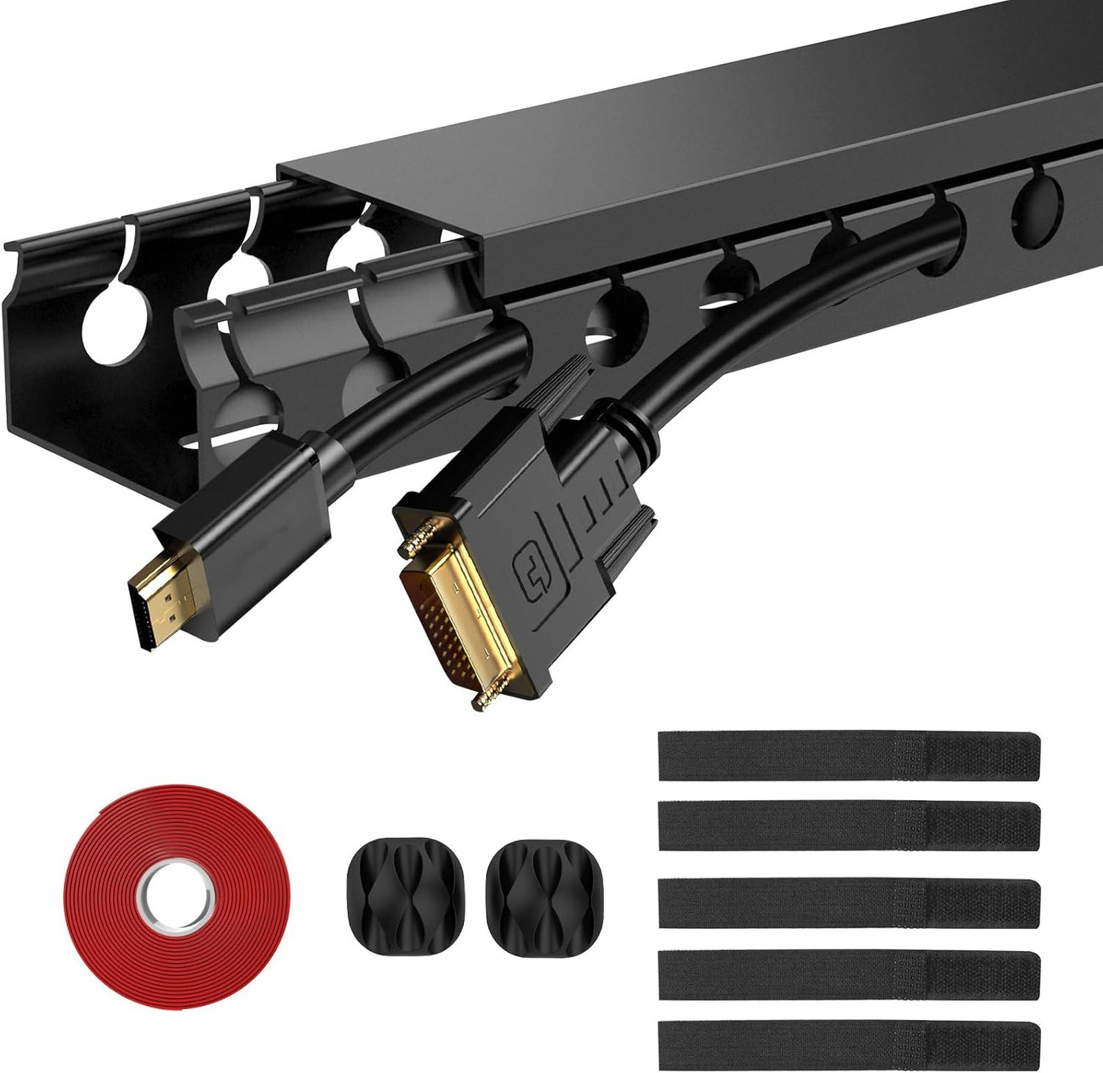 Cable Raceway 77in Wire Covers Under Desk Cable Management 5 Pack, PVC Fireproof