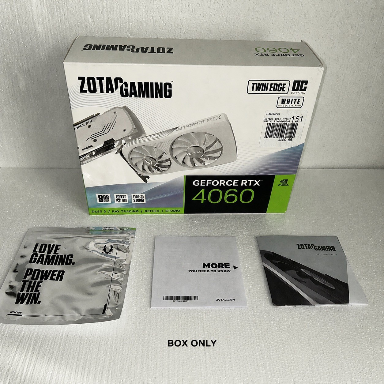 ZOTAC GAMING GEFORCE RTX 4060 "BOX ONLY NO GRAPHICS CARD BOX ONLY"