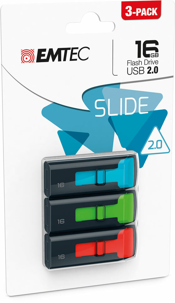 EMTEC Slide 16GB USB 2.0 3-Pack Flash Drives