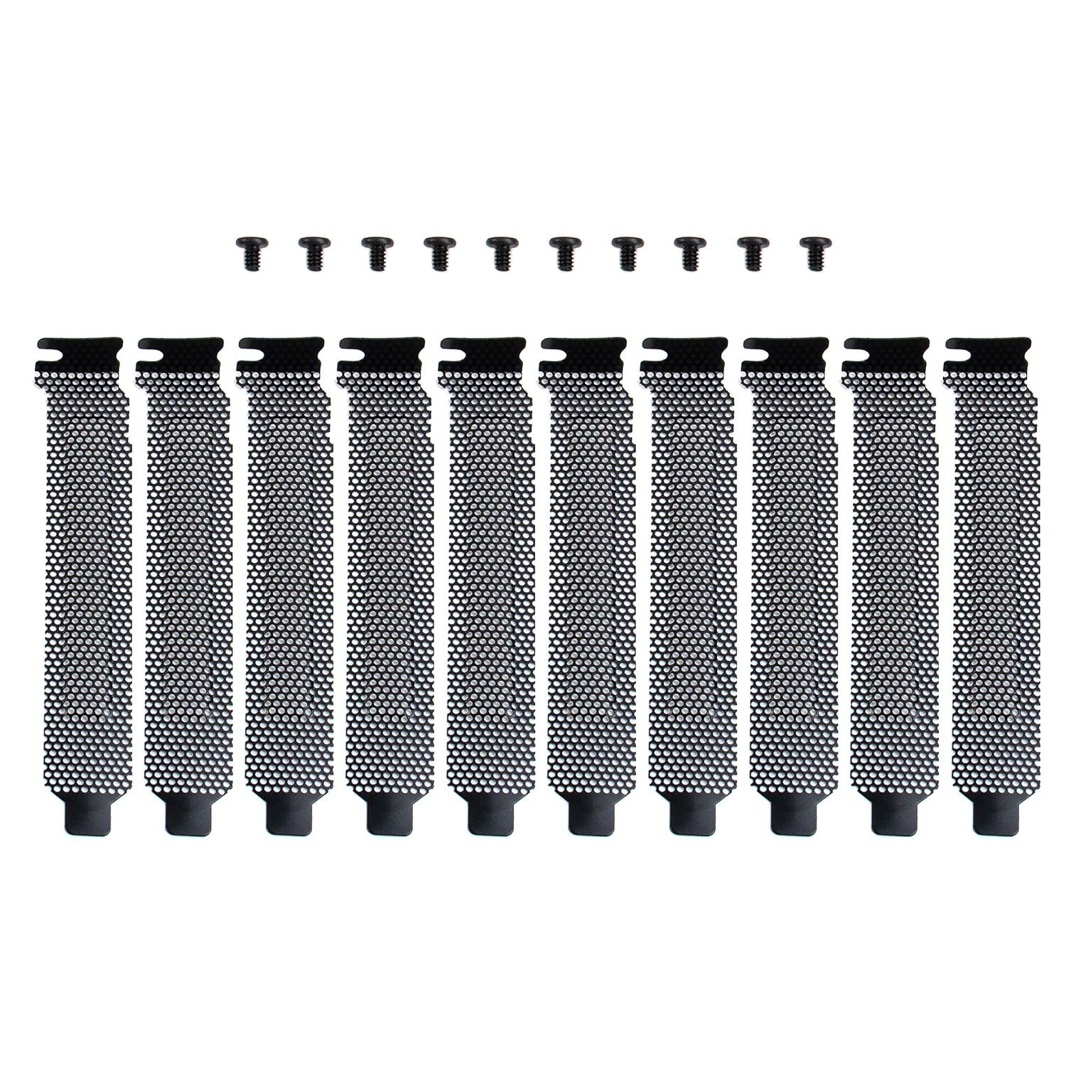 10 Pack Black PCI Slot Cover Hard Steel Filter Blanking Plate with Screws