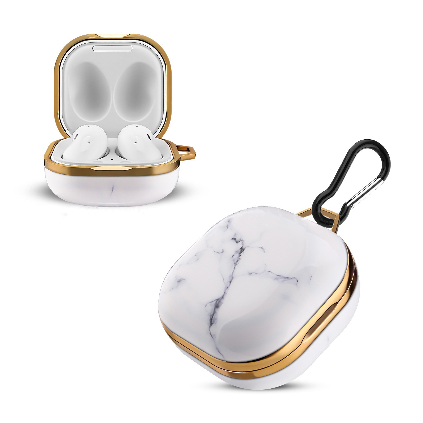Protective Cover Shell with Carabiner For Samsung Galaxy Buds Live Case Earbuds