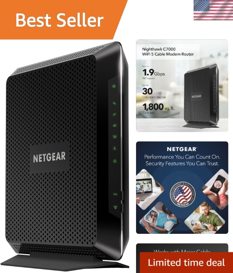 Ultimate Internet Solution: Nighthawk C7000, 1.9Gbps Speed, Remote App Access