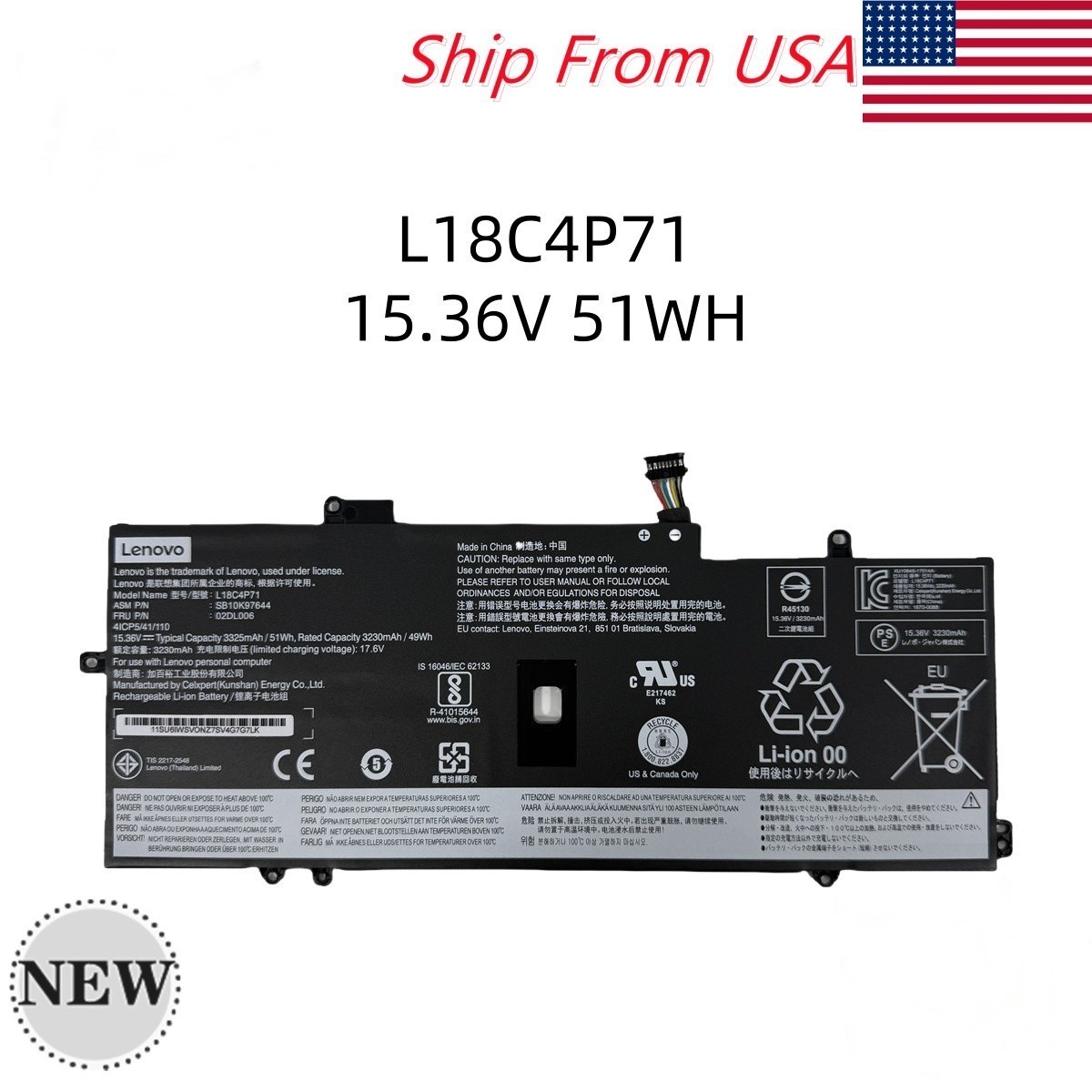 Genuine L18C4P71 L18L4P71 L18M4P72 Battery For Lenovo ThinkPad X1 Yoga 2019 Gen