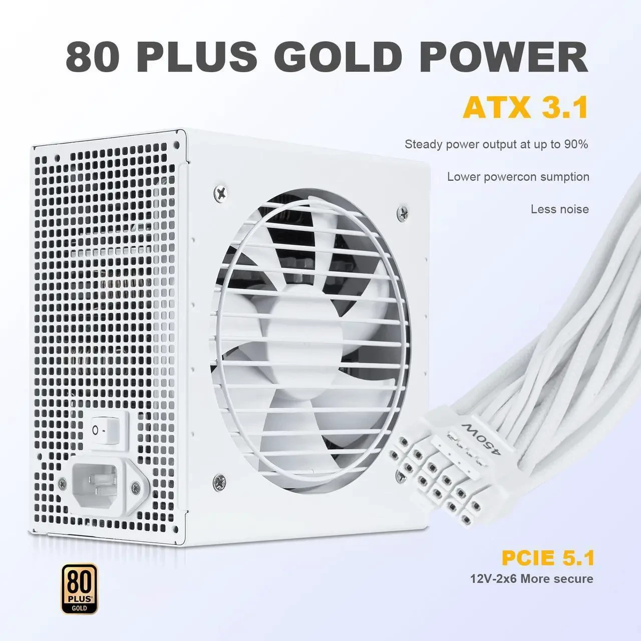 SAMA GT650WH White 80 PLUS Gold Fully Modular ATX PSU - ATX 3.1 & PCIe 5.1