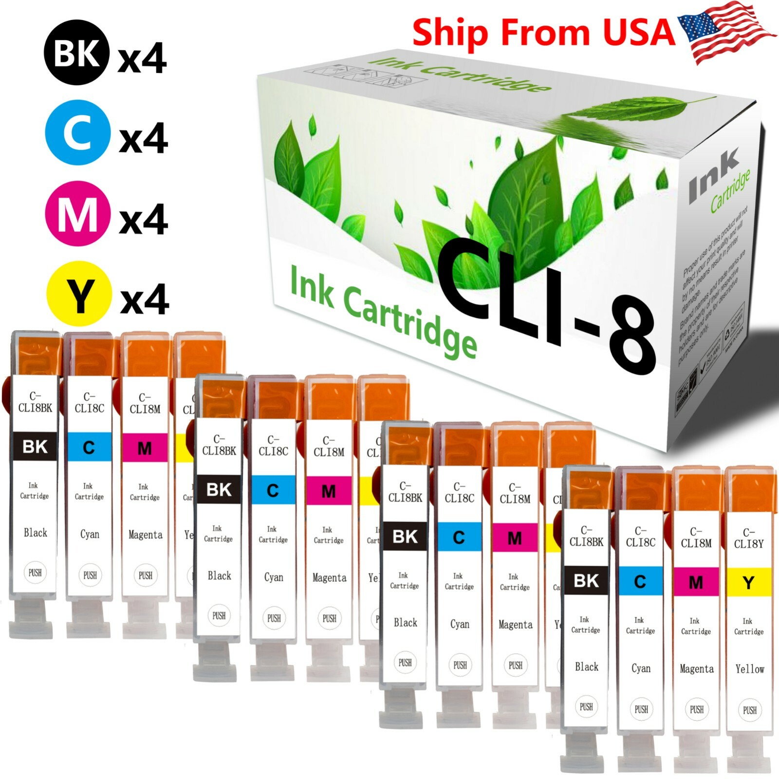 16-Pack CLI8 CLI-8 Ink Cartridge for PIXMA iP4200 PIXMA iP4500 PIXMA MP610