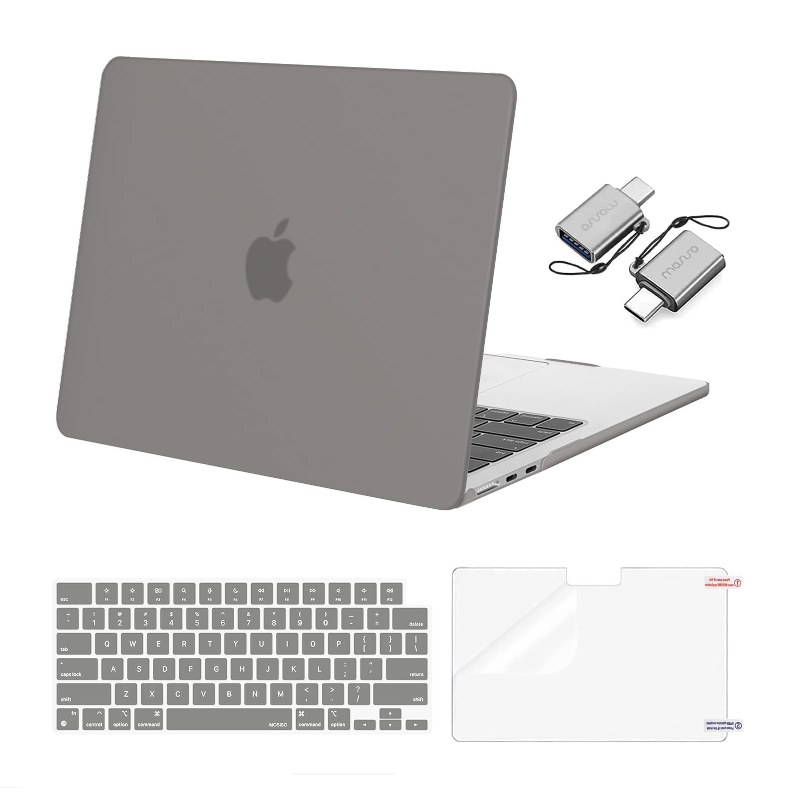 MOSISO Hard Shell for MacBook Air 13" Keyboard Cover Screen Film Type C Gray