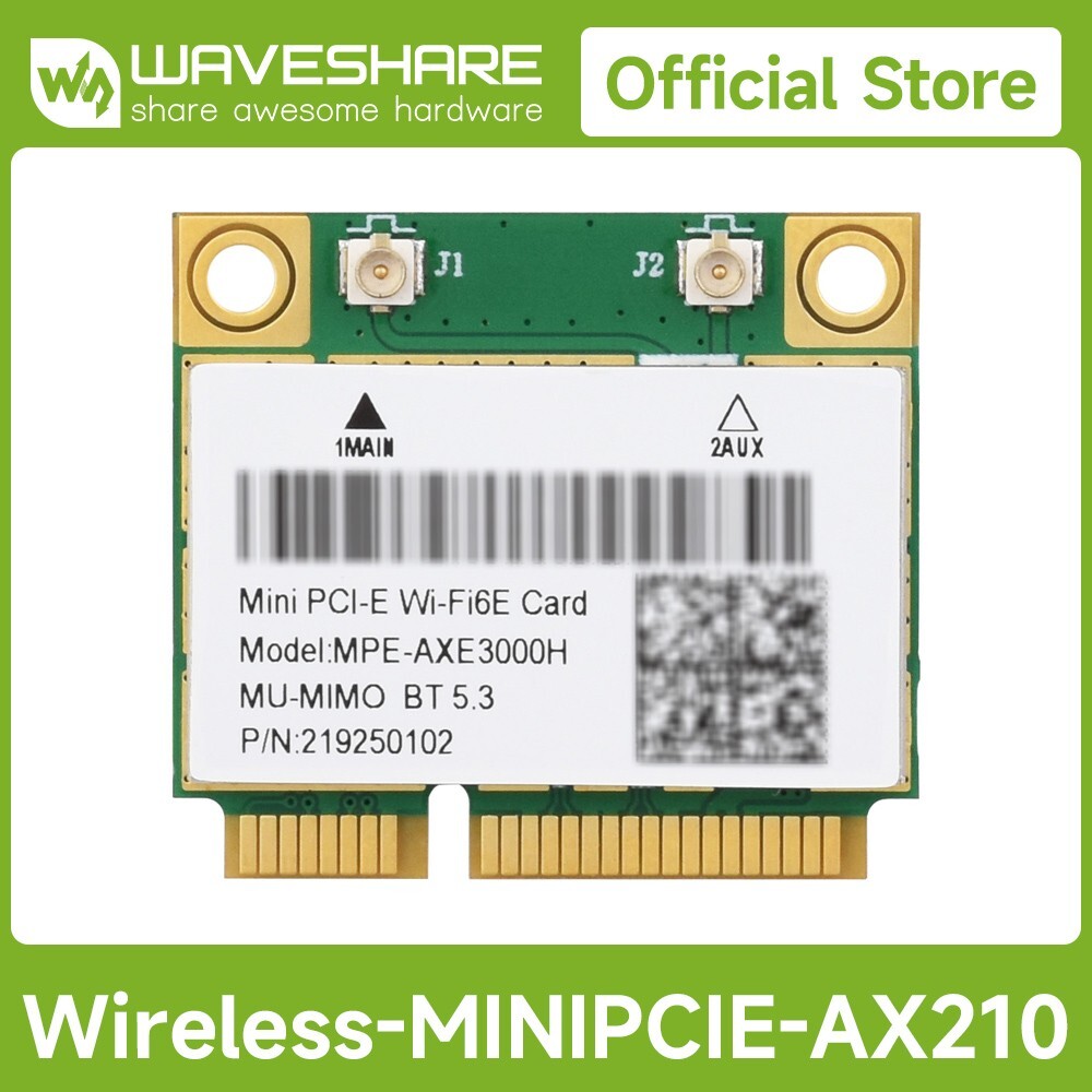 Waveshare Wireless MINIPCIE AX210 NIC Gigabit Tri-Band Wi-Fi 6E 802.11AX
