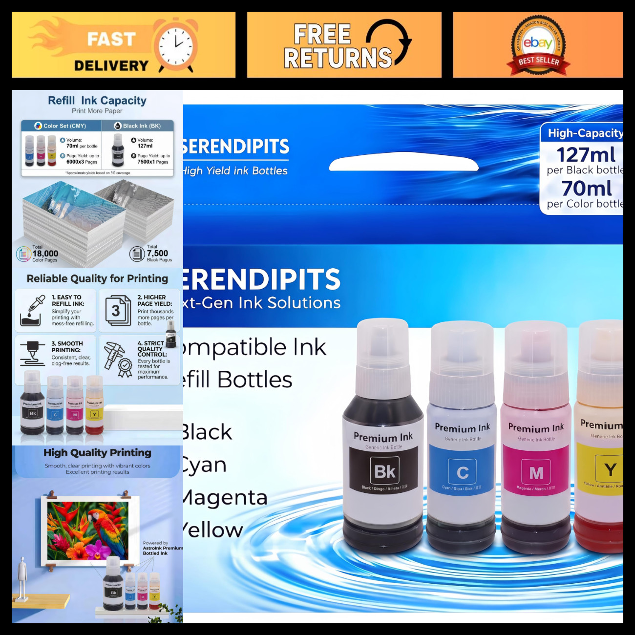 Compatible Ink Refill Bottles for EPT542, ET-5850, ET-5150, ET-5170, ET-16650